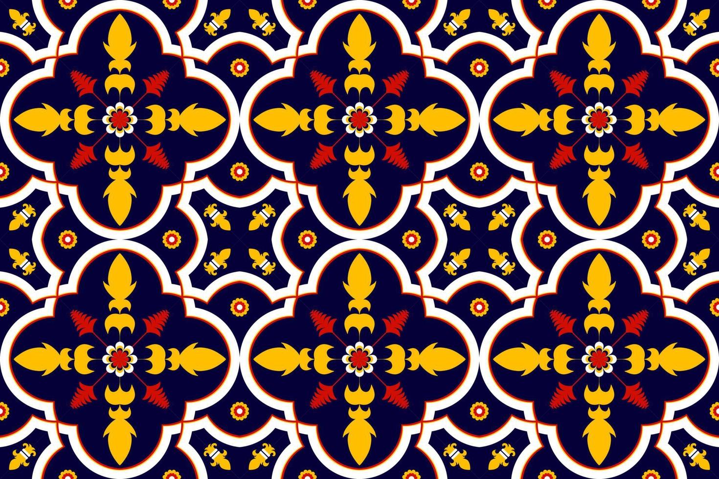 étnico sem costura padrão flor cor oriental. estilo nativo. design para plano de fundo,textura,tecido,batik,vestuário,embrulho,papel de parede,tapete,azulejo,bordado vetor