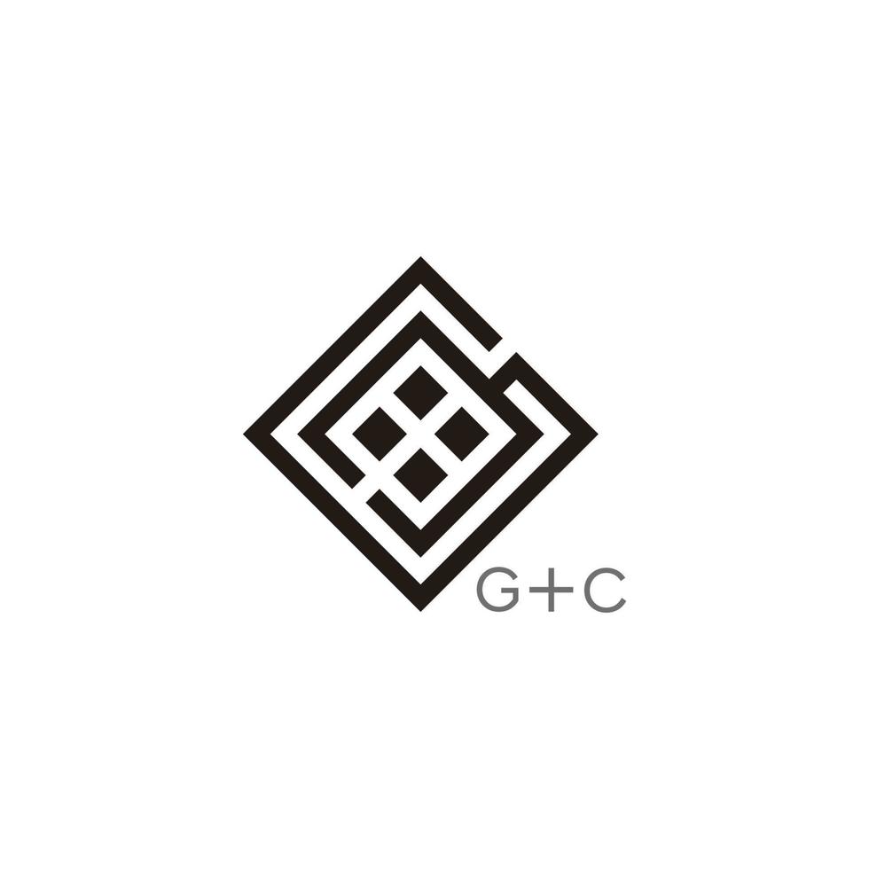 letra abstrata gc listras quadradas vetor de logotipo de linha geométrica