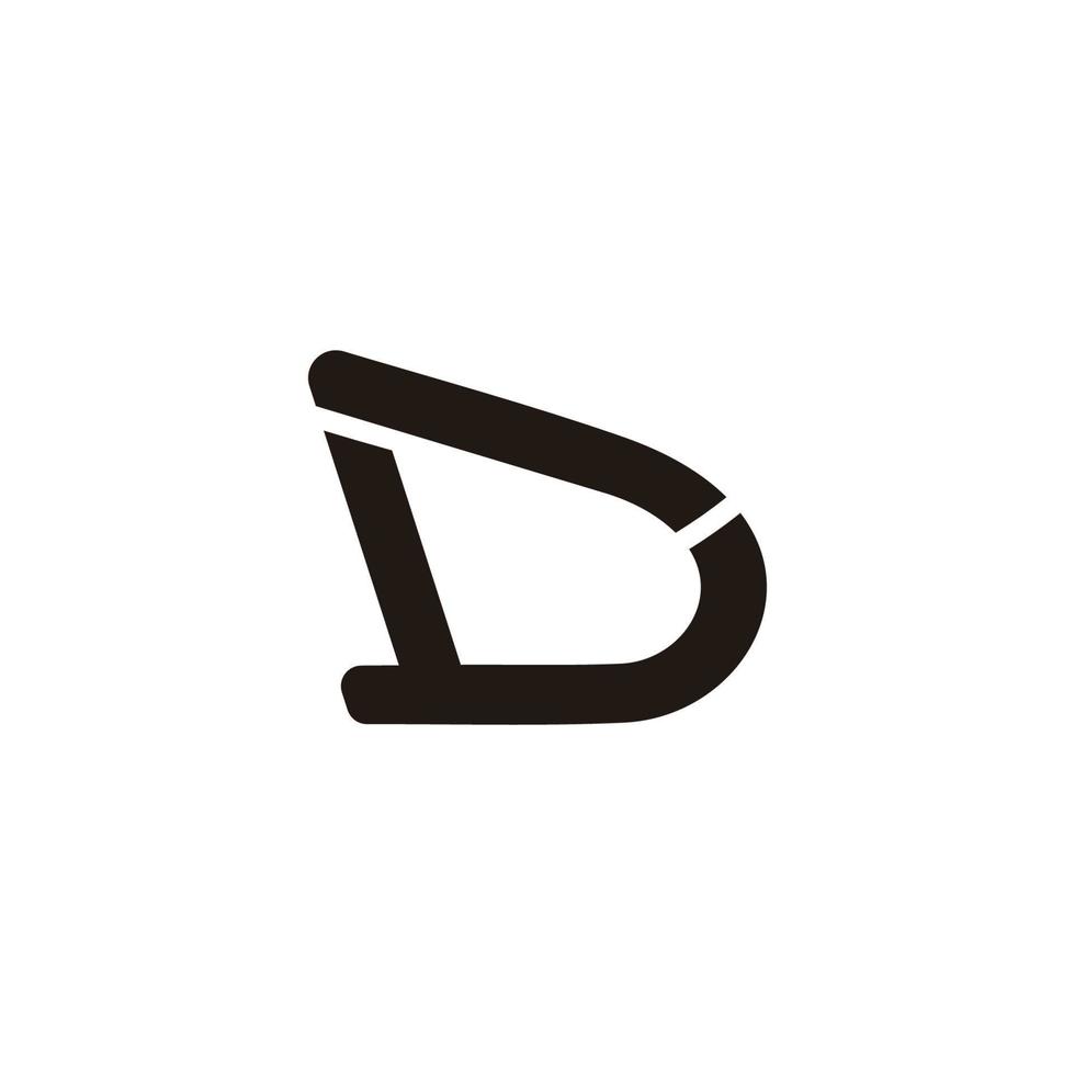 carta abstrata ld símbolo de linha simples vetor de logotipo