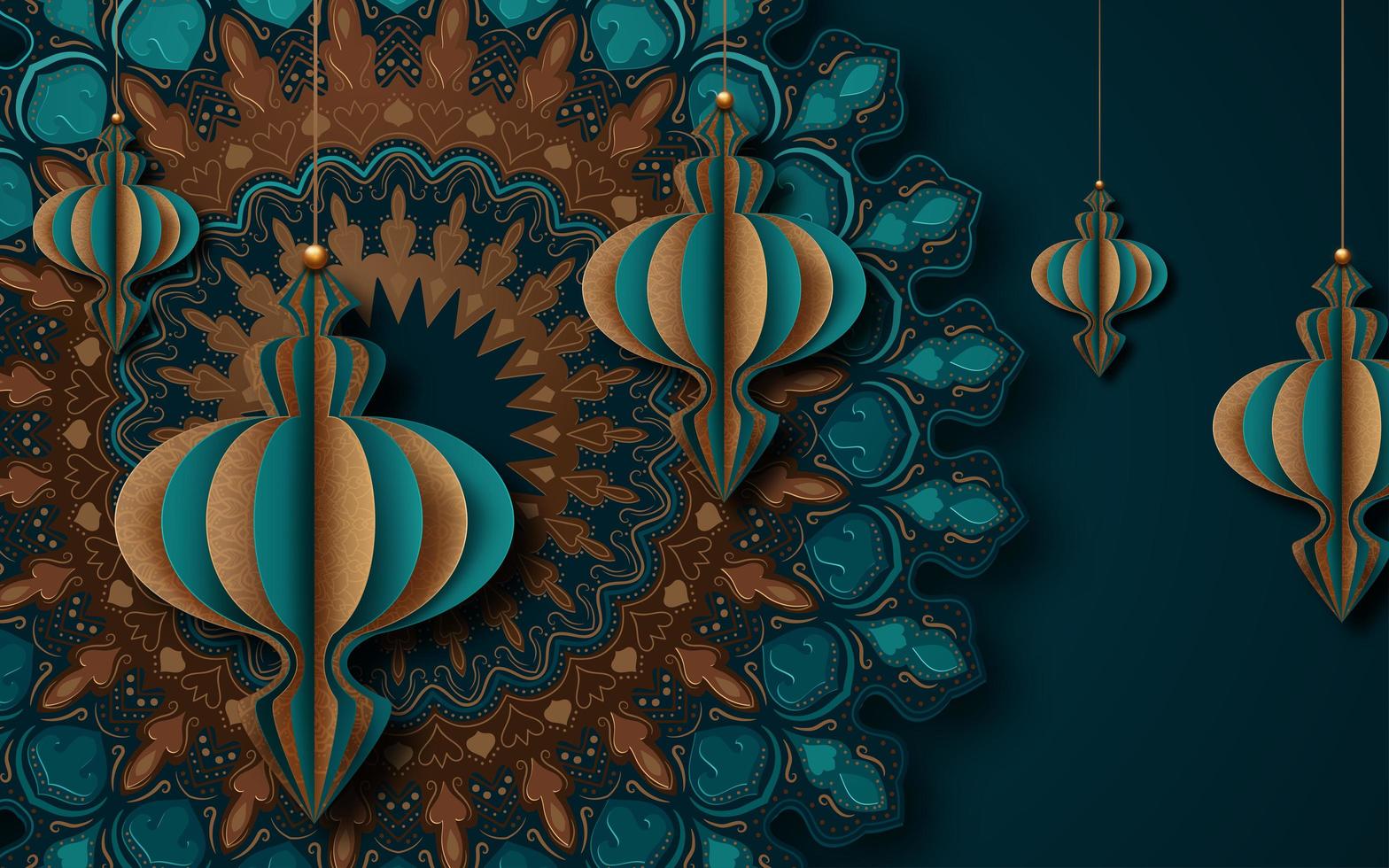 design de cartão islâmico para o Ramadã com lanternas vetor
