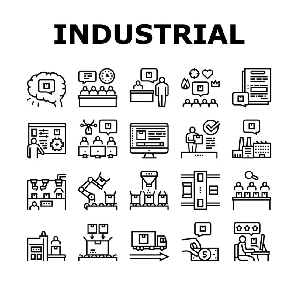 vetor de conjunto de ícones de coleção de processo industrial