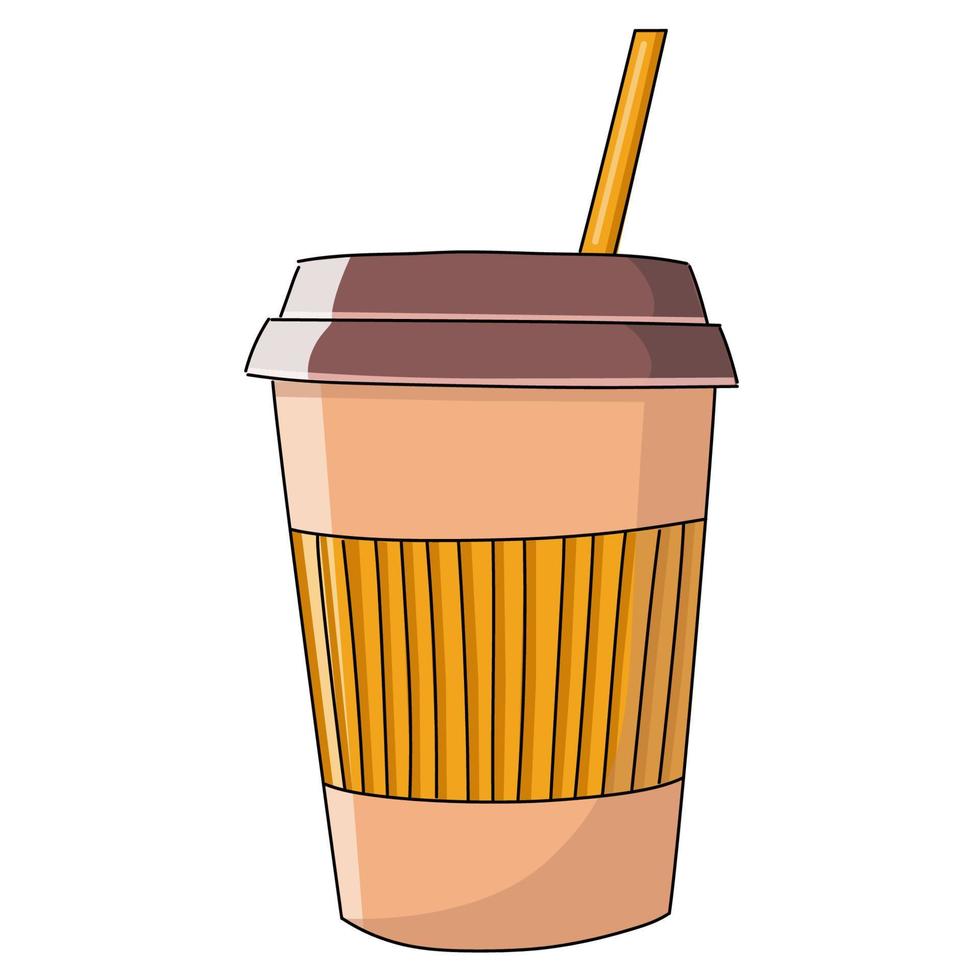 ilustração em vetor xícara de café isolada no fundo. xícara de café de plástico com café quente em estilo cartoon.