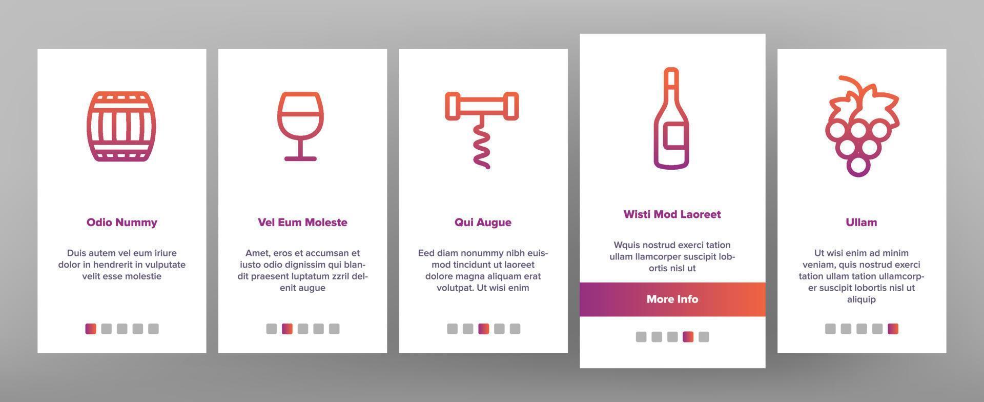 elementos de cor do produto de vinho vector onboarding