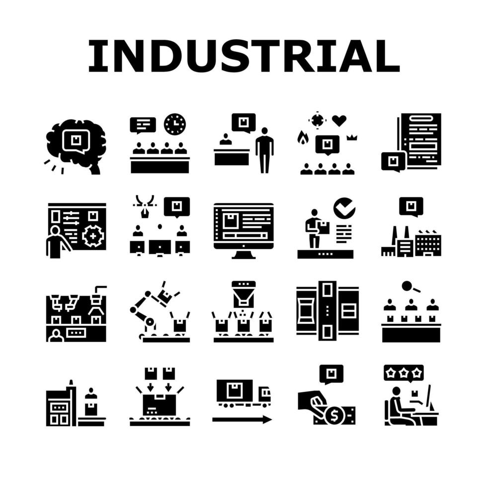 vetor de conjunto de ícones de coleção de processo industrial