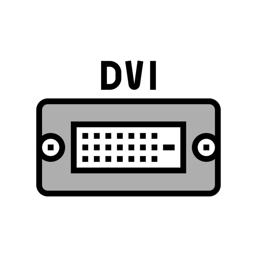 ilustração vetorial de ícone de cor de porta de computador dvi vetor