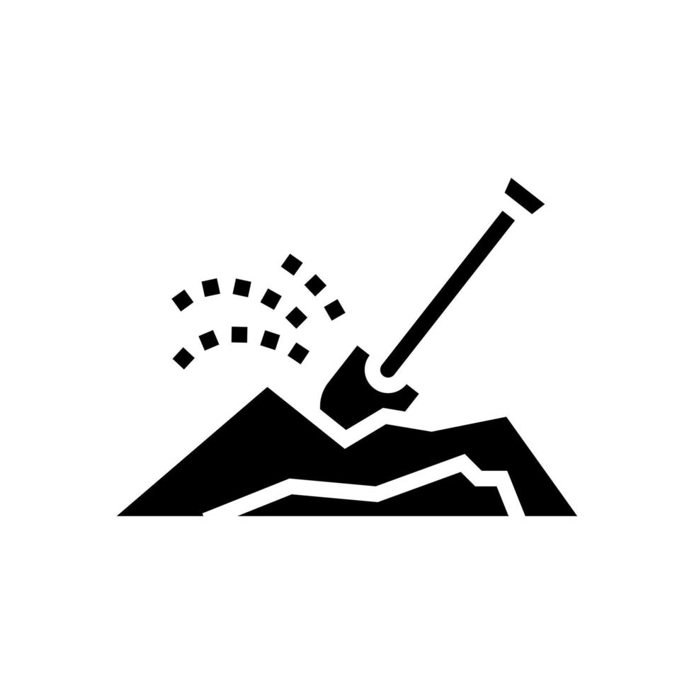 ilustração vetorial de ícone de glifo de escavação de buraco de pá vetor