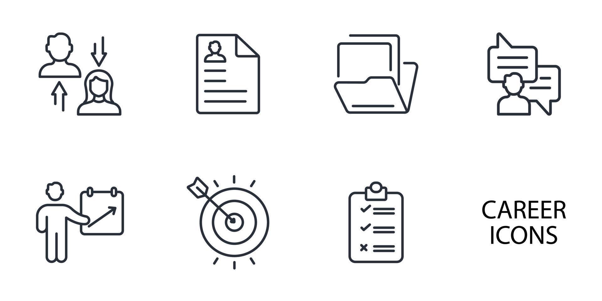 conjunto de ícones de carreira. elementos do vetor de símbolo de pacote de carreira para web infográfico