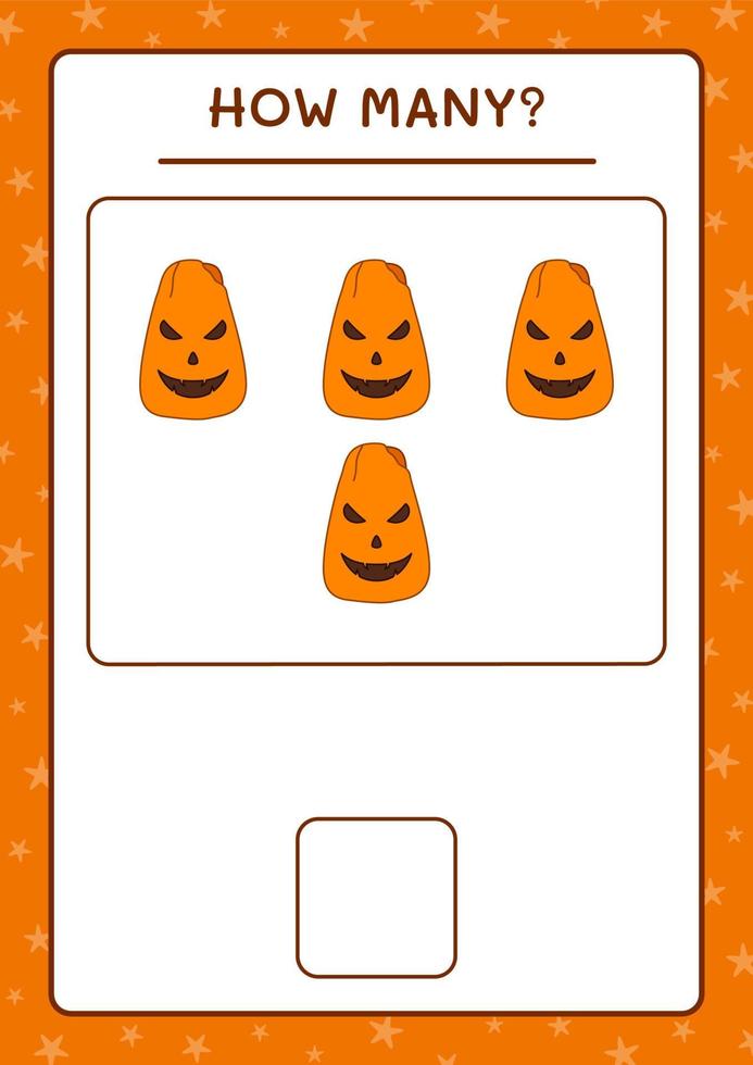 quantas abóboras, jogo para crianças. ilustração vetorial, planilha para impressão vetor