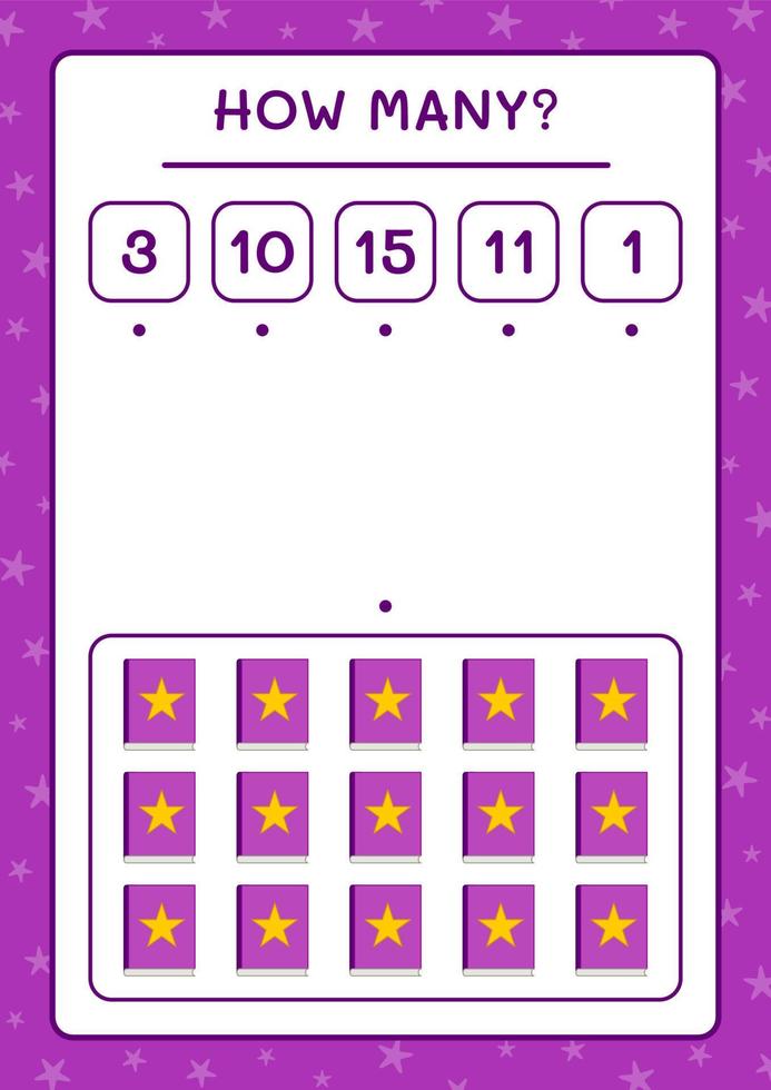 quantos livro, jogo para crianças. ilustração vetorial, planilha para impressão vetor