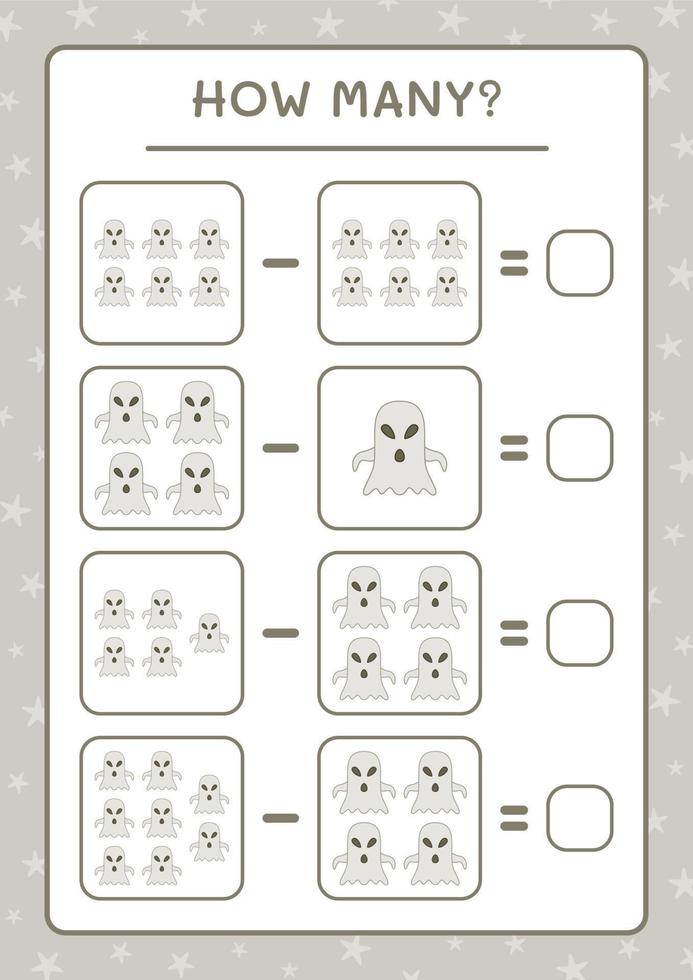 quantos fantasmas, jogo para crianças. ilustração vetorial, planilha para impressão vetor