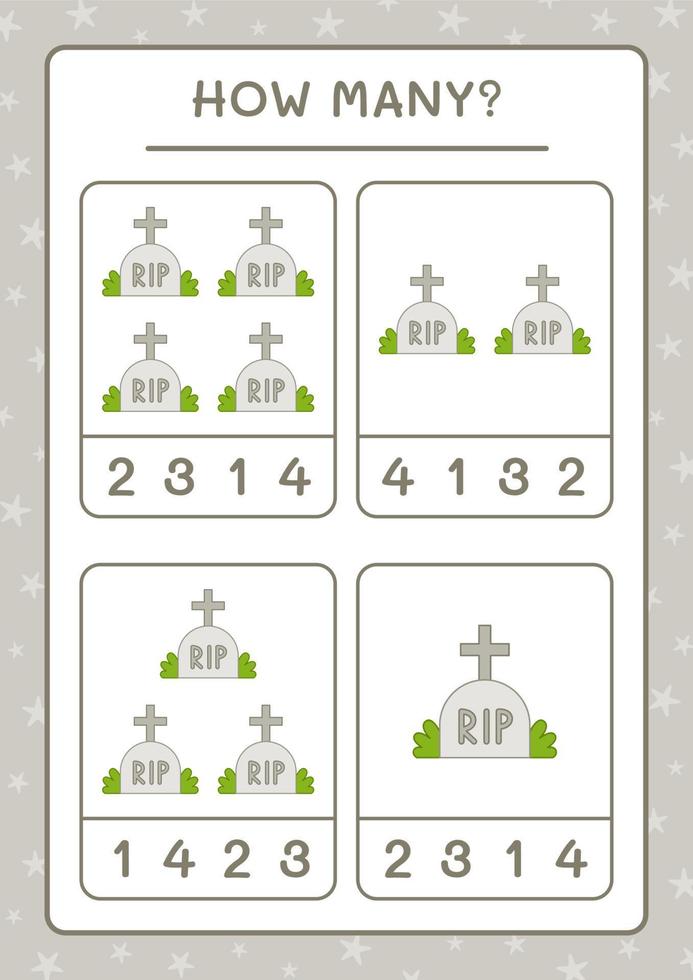 quantas lápide, jogo para crianças. ilustração vetorial, planilha para impressão vetor