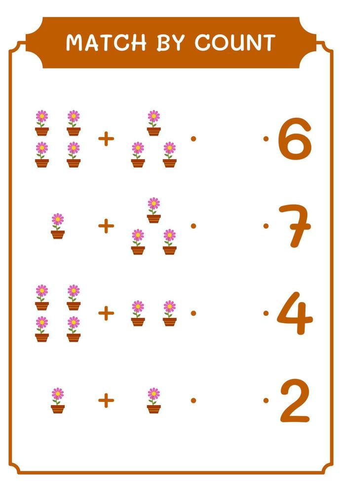 jogo por contagem de flor, jogo para crianças. ilustração vetorial, planilha para impressão vetor