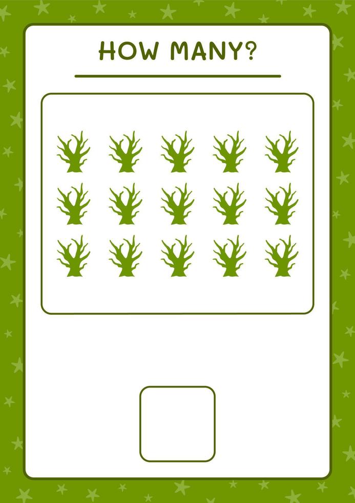 quantas árvores mortas, jogo para crianças. ilustração vetorial, planilha para impressão vetor