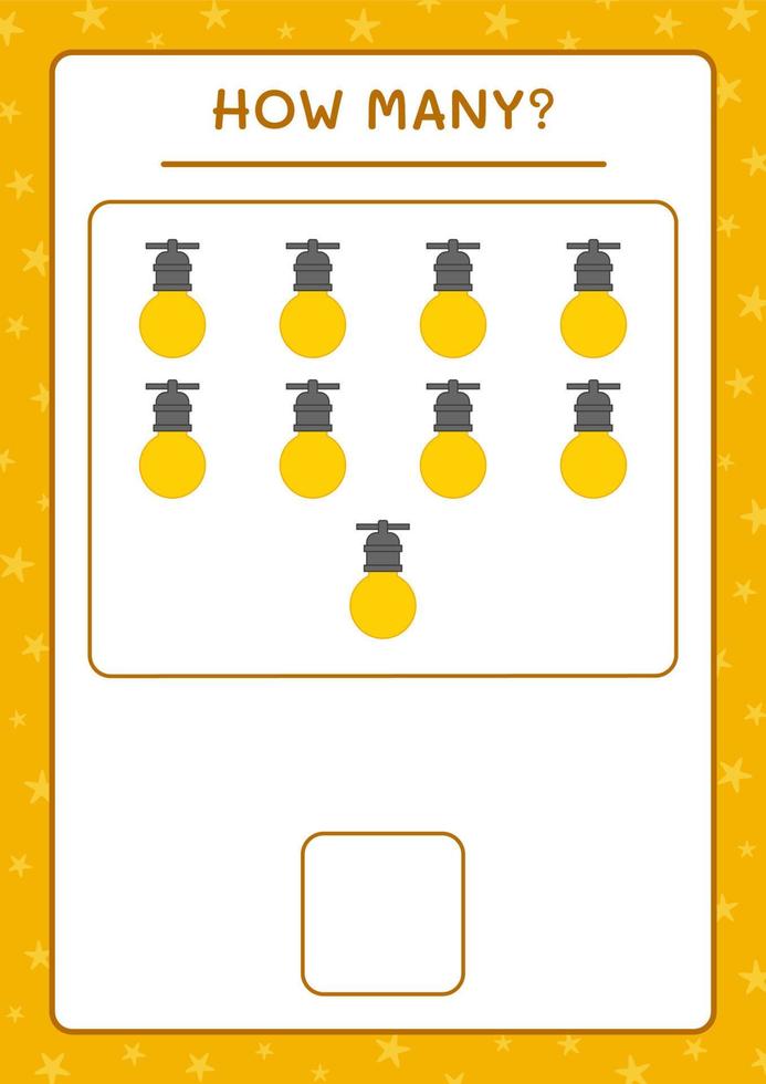 quantas luzes de natal, jogo para crianças. ilustração vetorial, planilha para impressão vetor