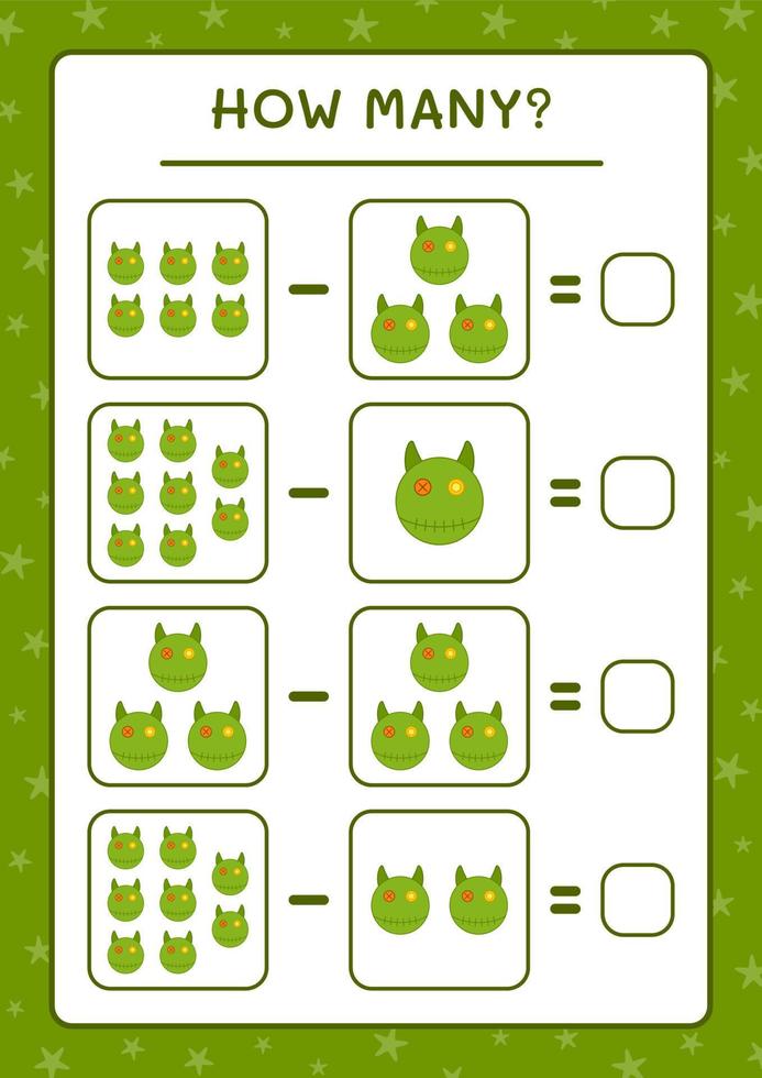 quantas bonecas, jogo para crianças. ilustração vetorial, planilha para impressão vetor