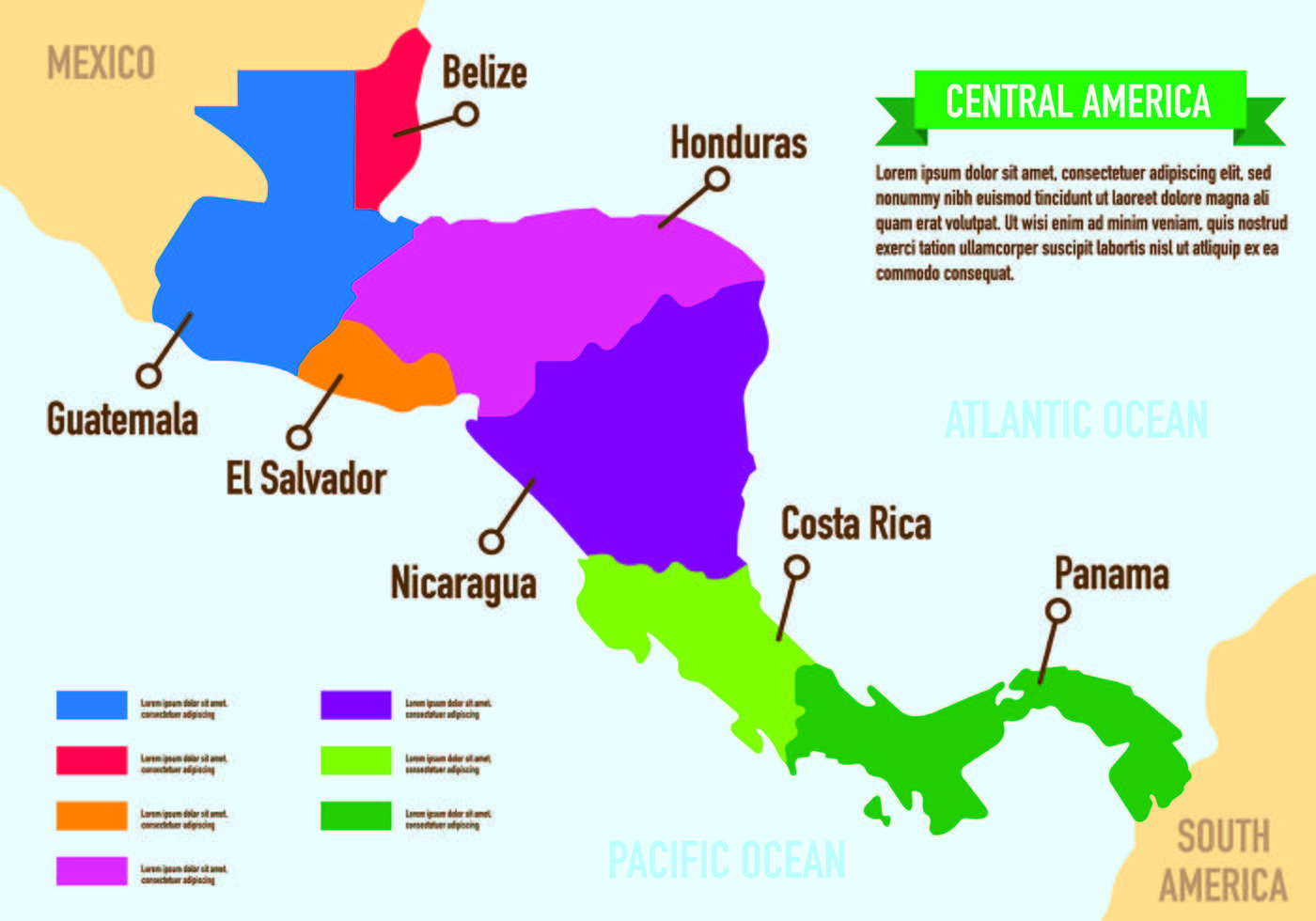 América Central Mapa Infográfico 147439 Vetor no Vecteezy