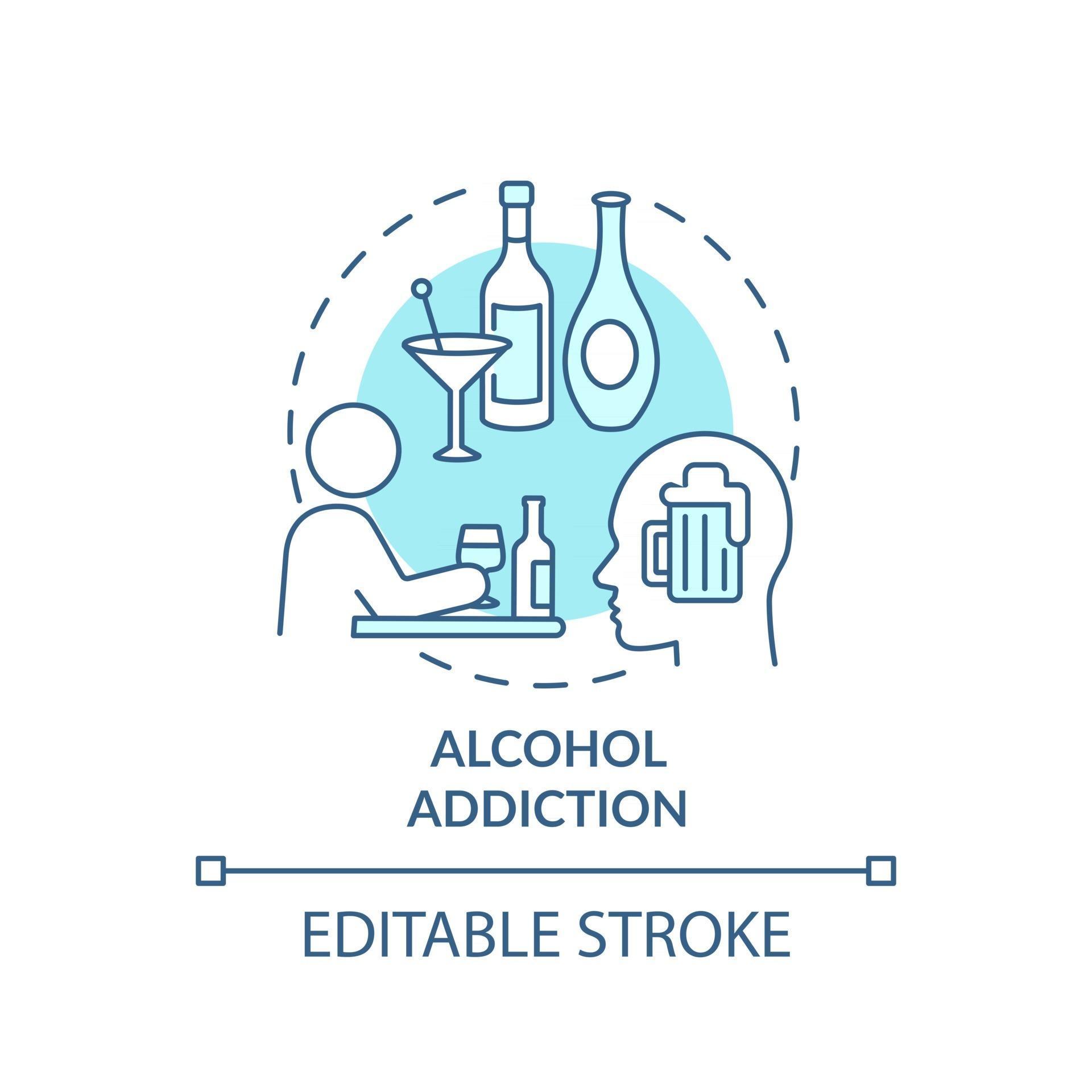 ícone do conceito de dependência de álcool vetor