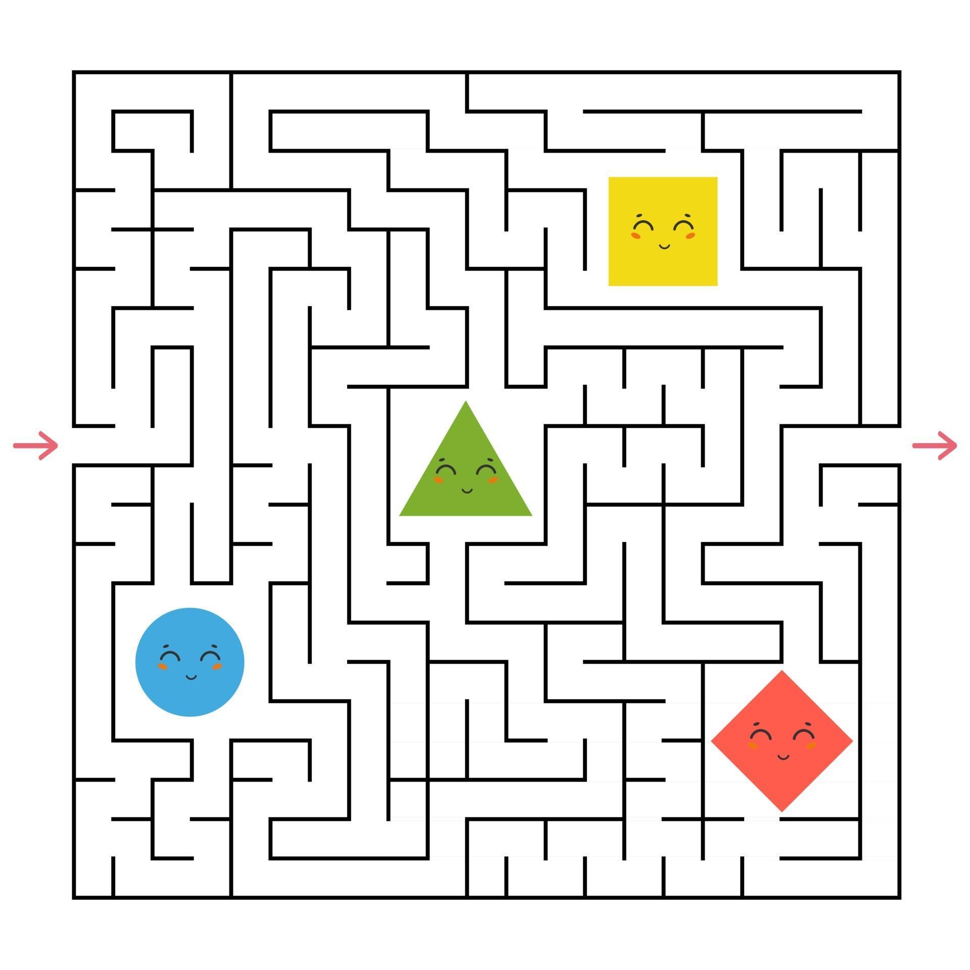 Um Labirinto Quadrado Colete Todas As Formas Geométricas E Encontre