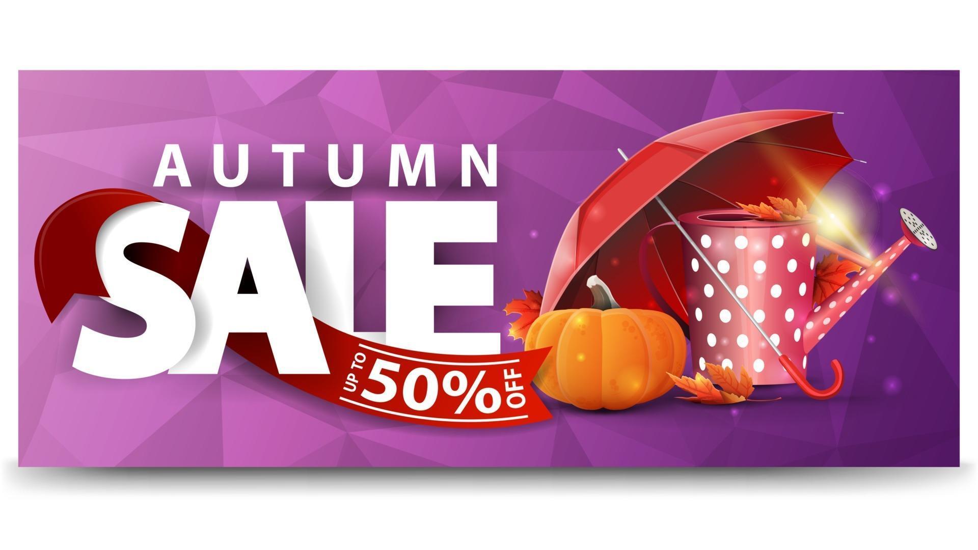 venda de outono, banner de desconto horizontal para o seu site vetor