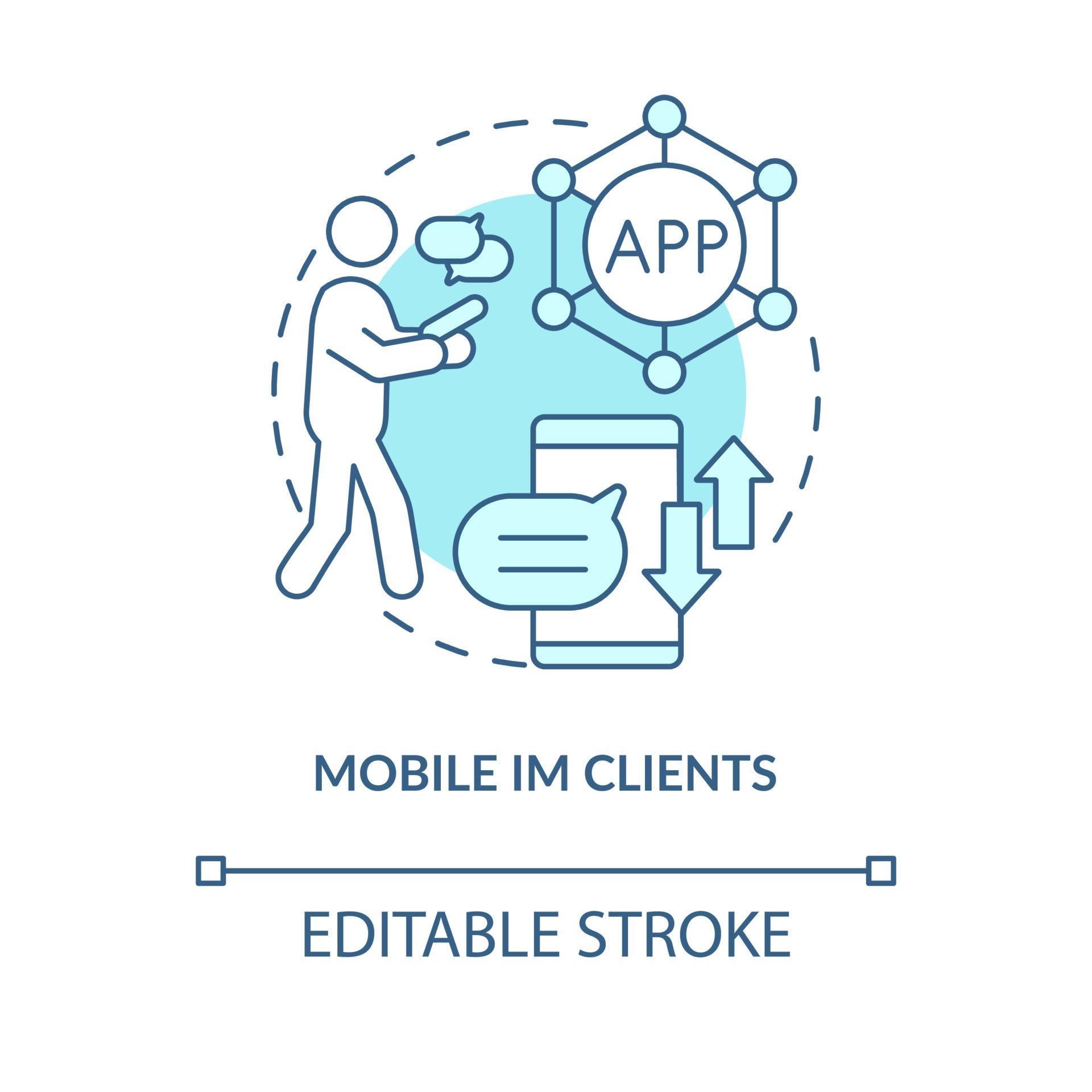 ícone de conceito azul cliente im móvel vetor