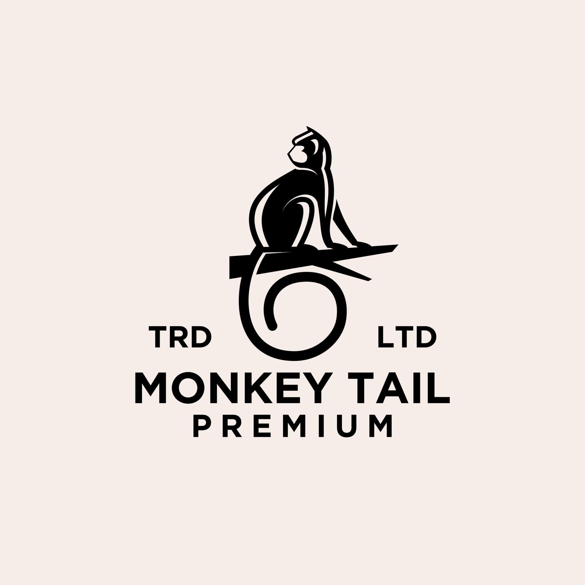 logotipo de vetor preto de cauda de macaco premium