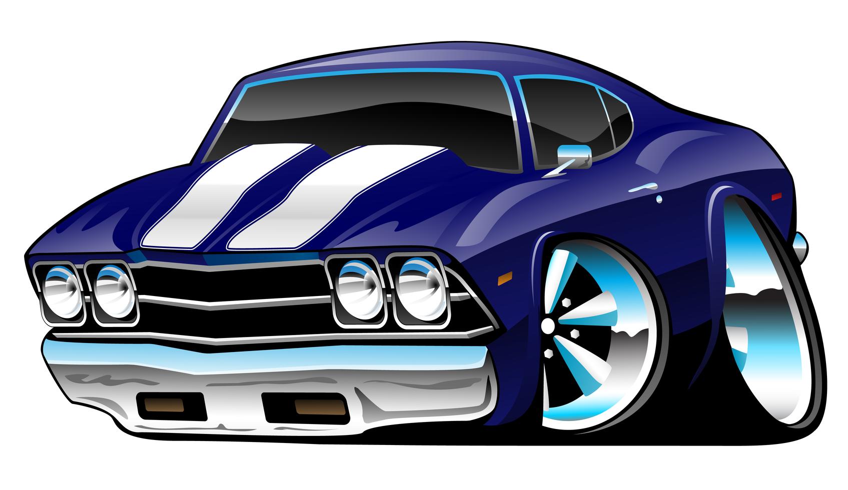 Cartoon cl ssico American Muscle  Car  azul profundo 