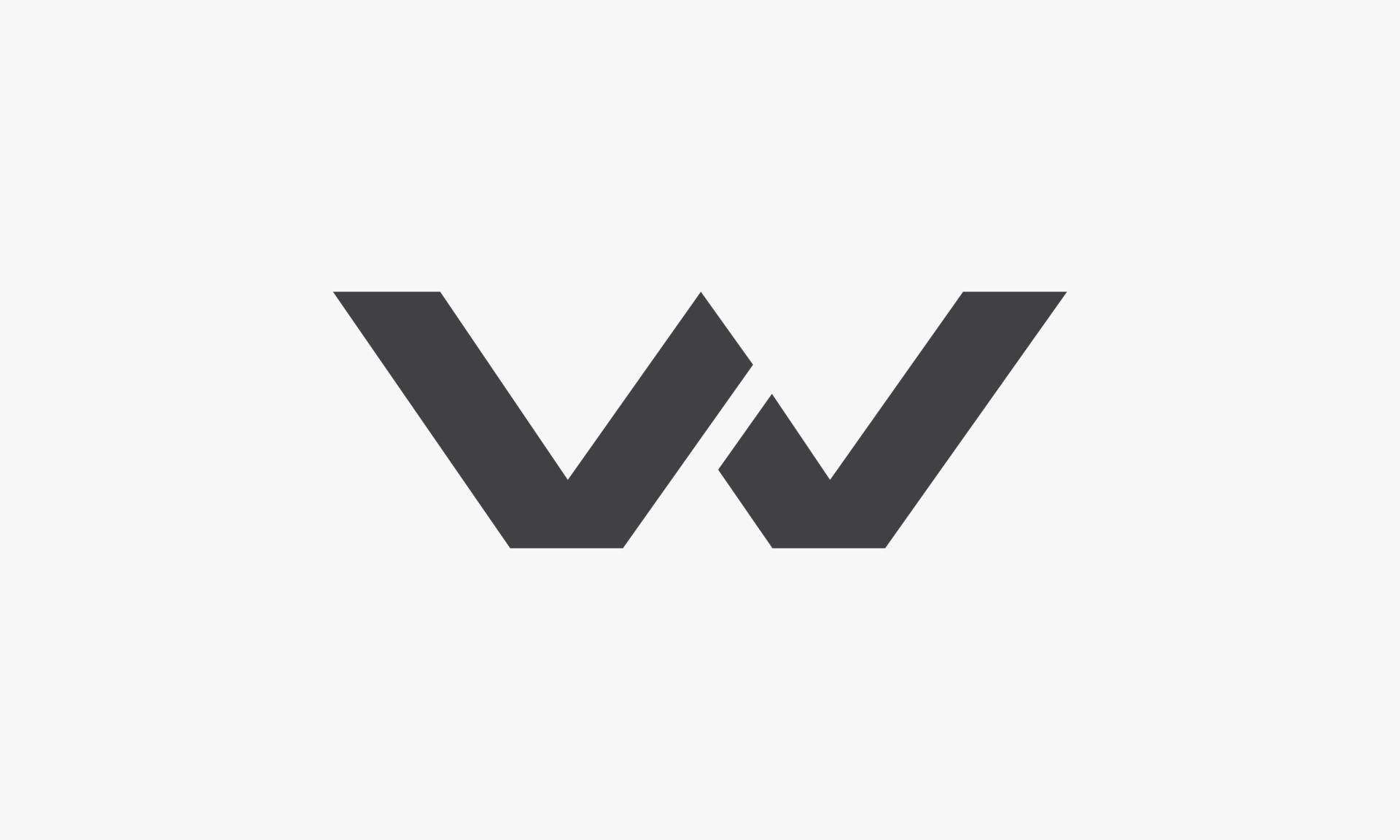 logotipo de letra w ou vw ou wv isolado no fundo branco. vetor