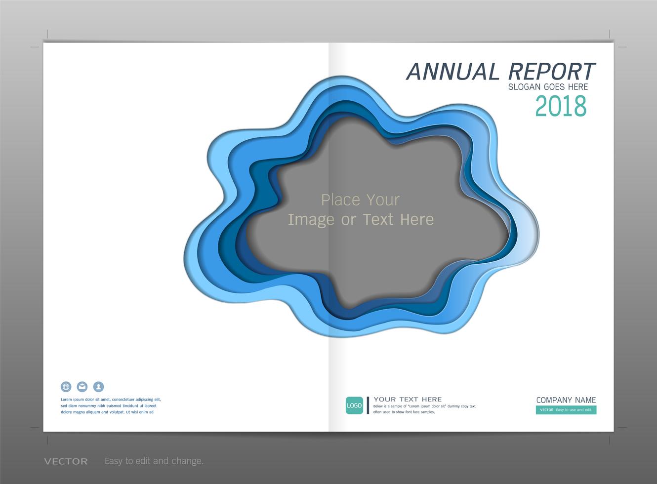 Relatório anual de design de capa, espaço em branco para a sua imagem. vetor