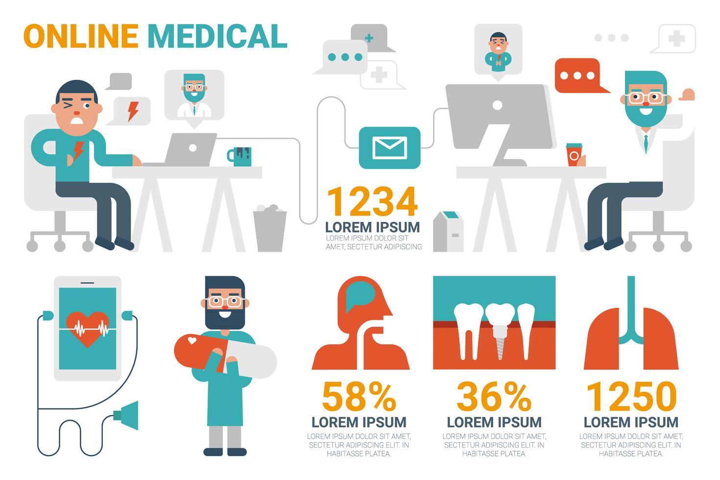 Elementos de infográfico médicos on-line vetor