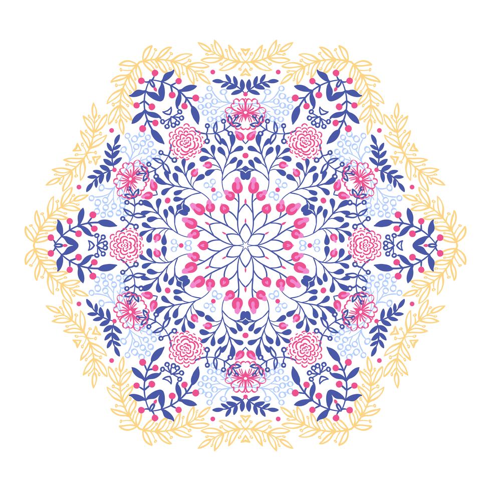Mandala esotérico floral do vintage redondo do ornamento. vetor