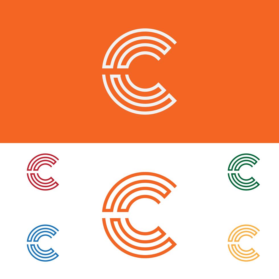 Carta C conjunto logotipo modelo vector ilustração uso pronto para tecnologia