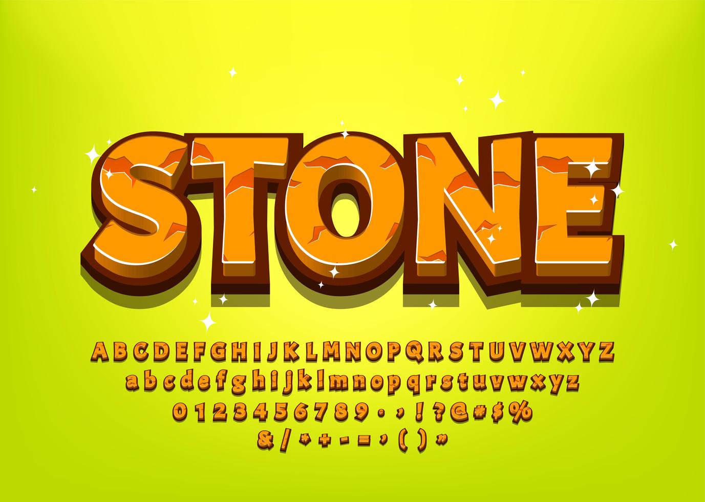 Alfabeto de pedra dos desenhos animados 3d para o título do jogo vetor