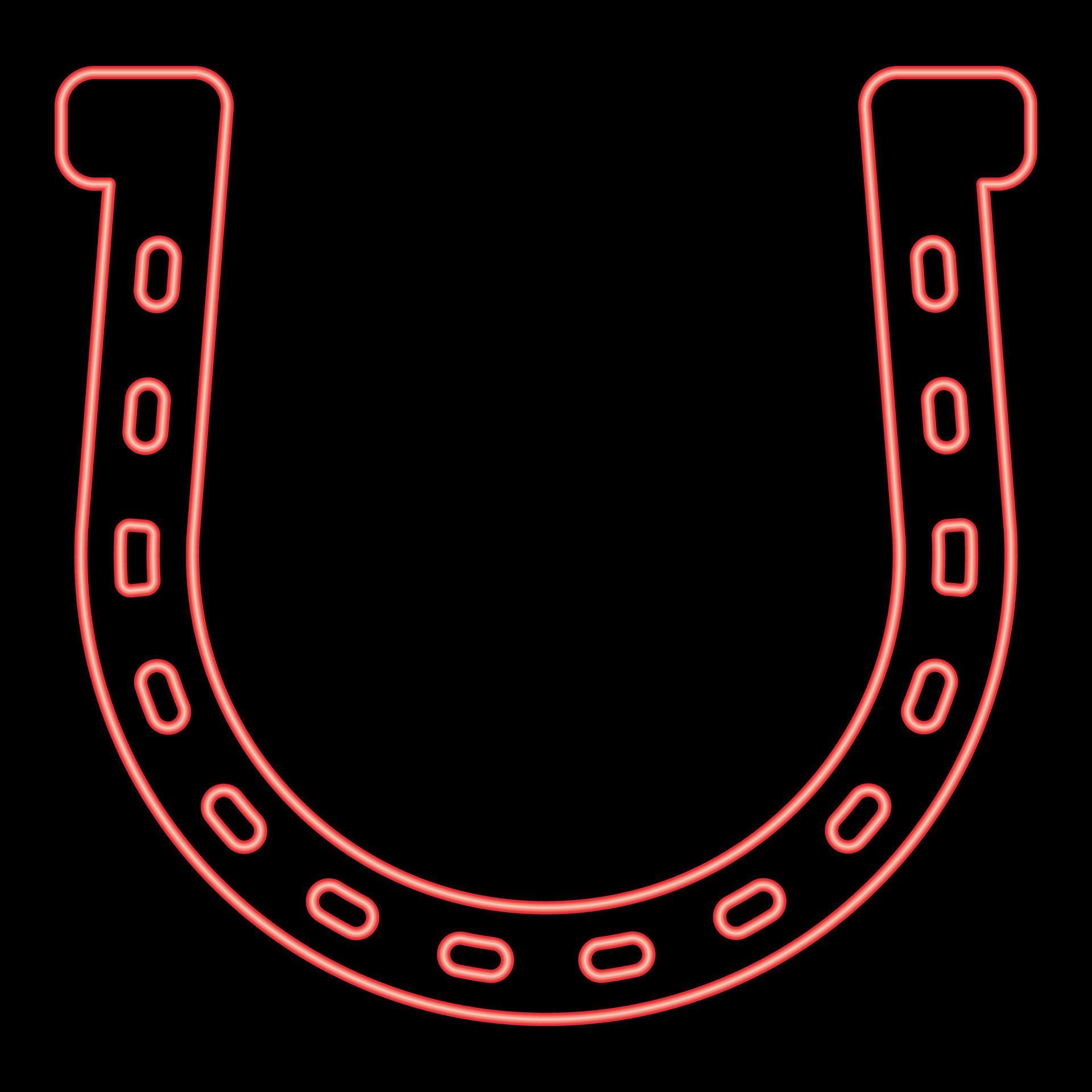 imagem de estilo plano de ilustração vetorial de cor vermelha de ferradura neon vetor