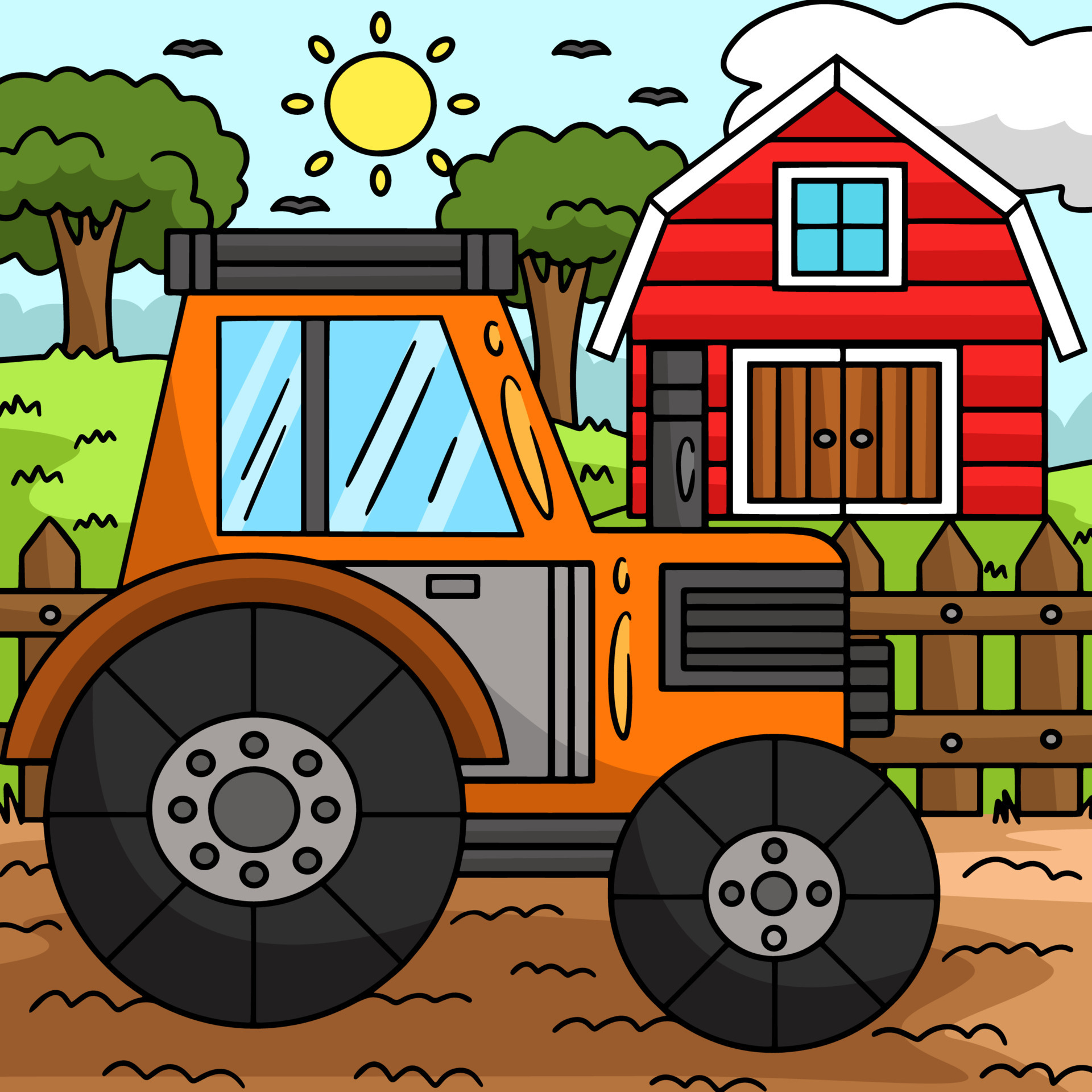 Desenho de Tractor em funcionamento pintado e colorido por Usuário