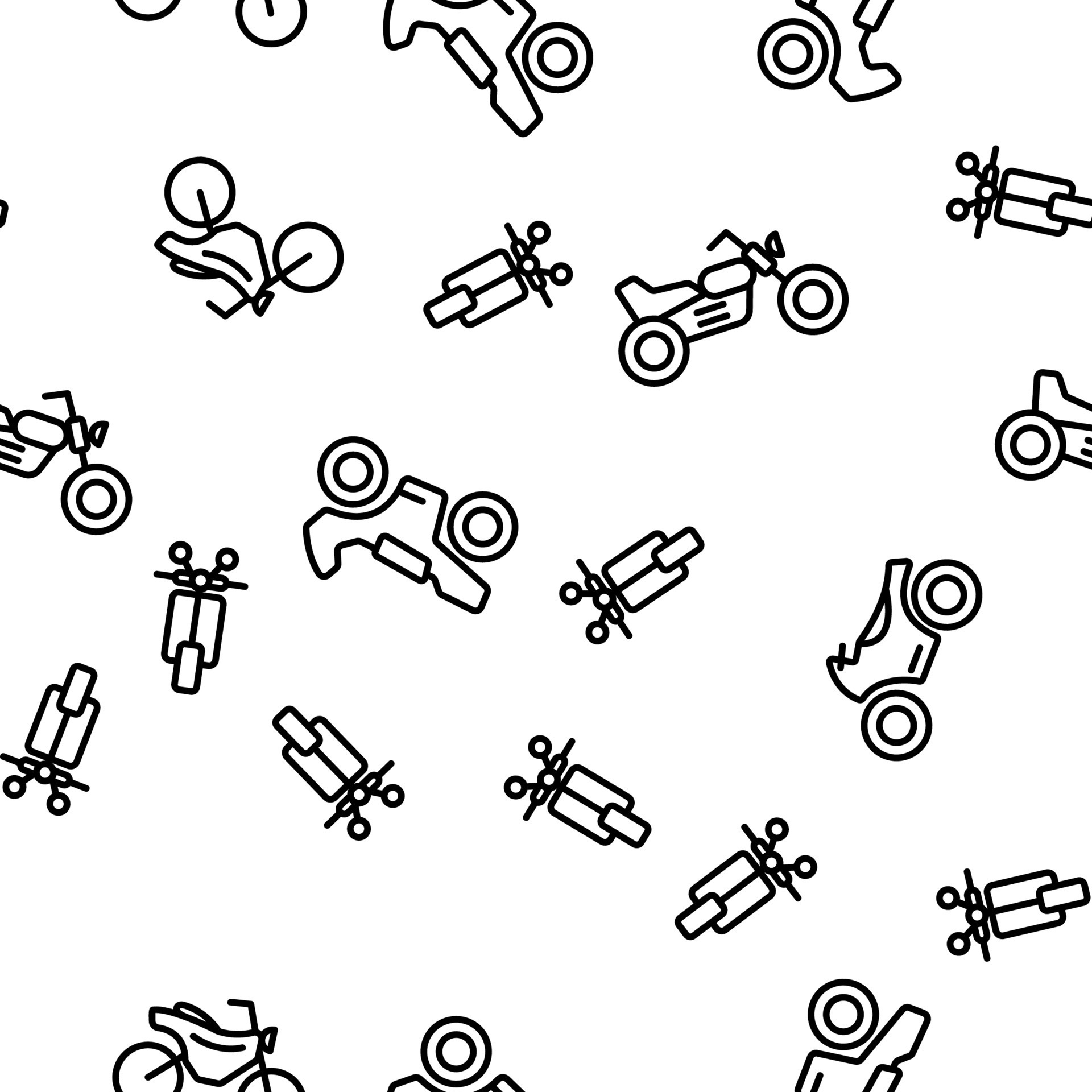 Padrão De Motocicletas Sem Costura, Ilustração Vetorial De Desenho Animado  Royalty Free SVG, Cliparts, Vetores, e Ilustrações Stock. Image 16673436