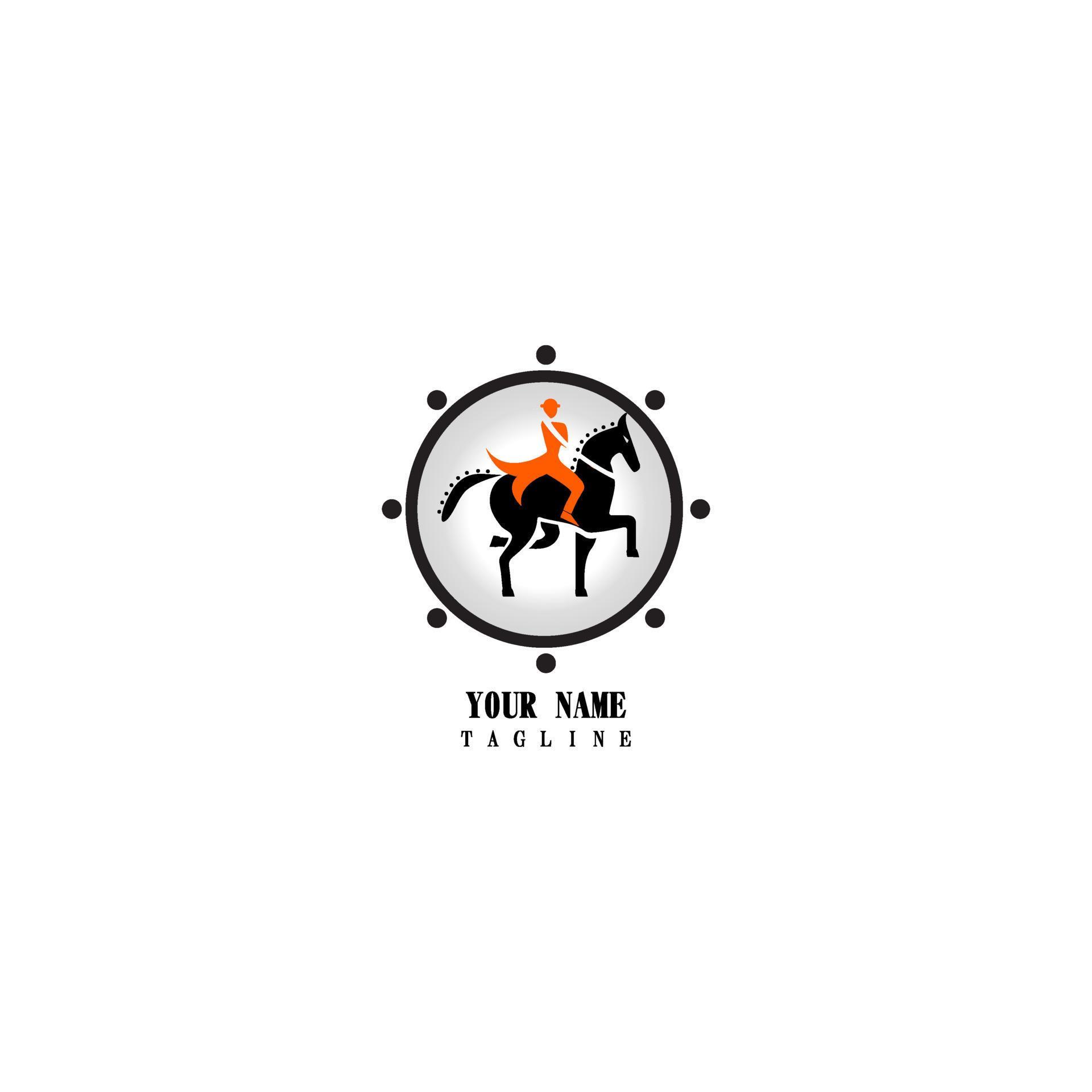 cavalo de corrida com ícones de design de logotipo de jóquei