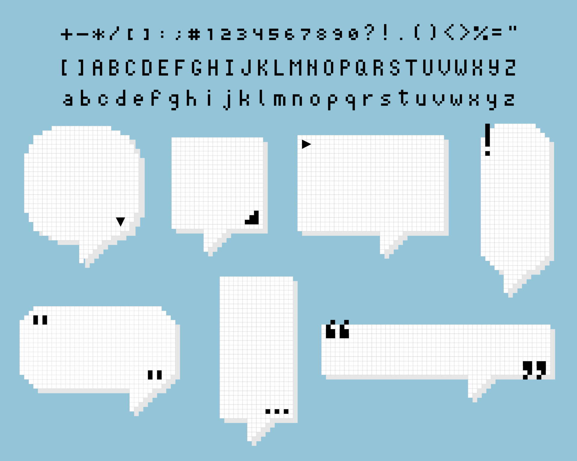 Conjunto de coleção de balão de bolha de fala de pixel de 8 bits de jogo  retrô