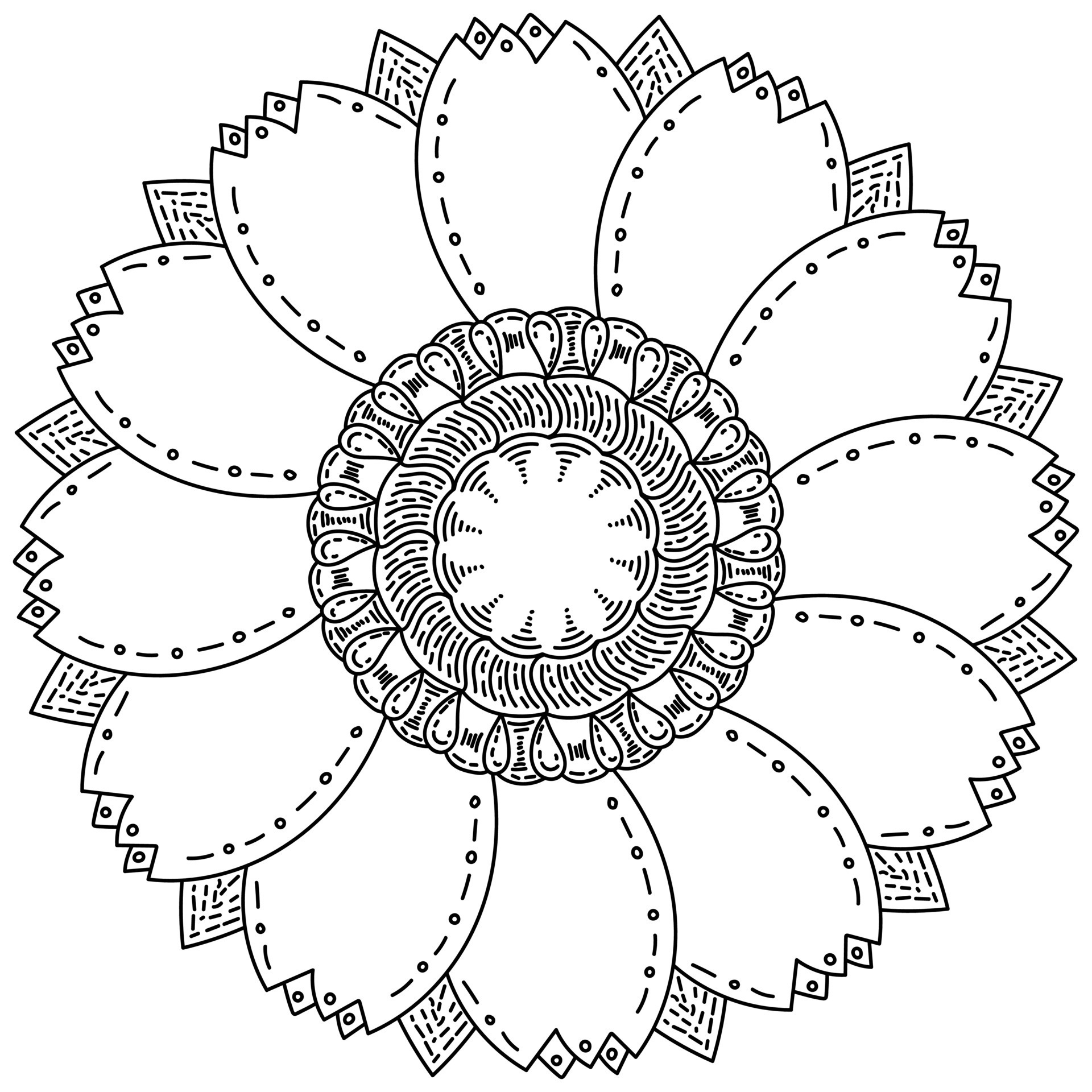 Desenho de Mandala pétalas de flores para Colorir - Colorir.com