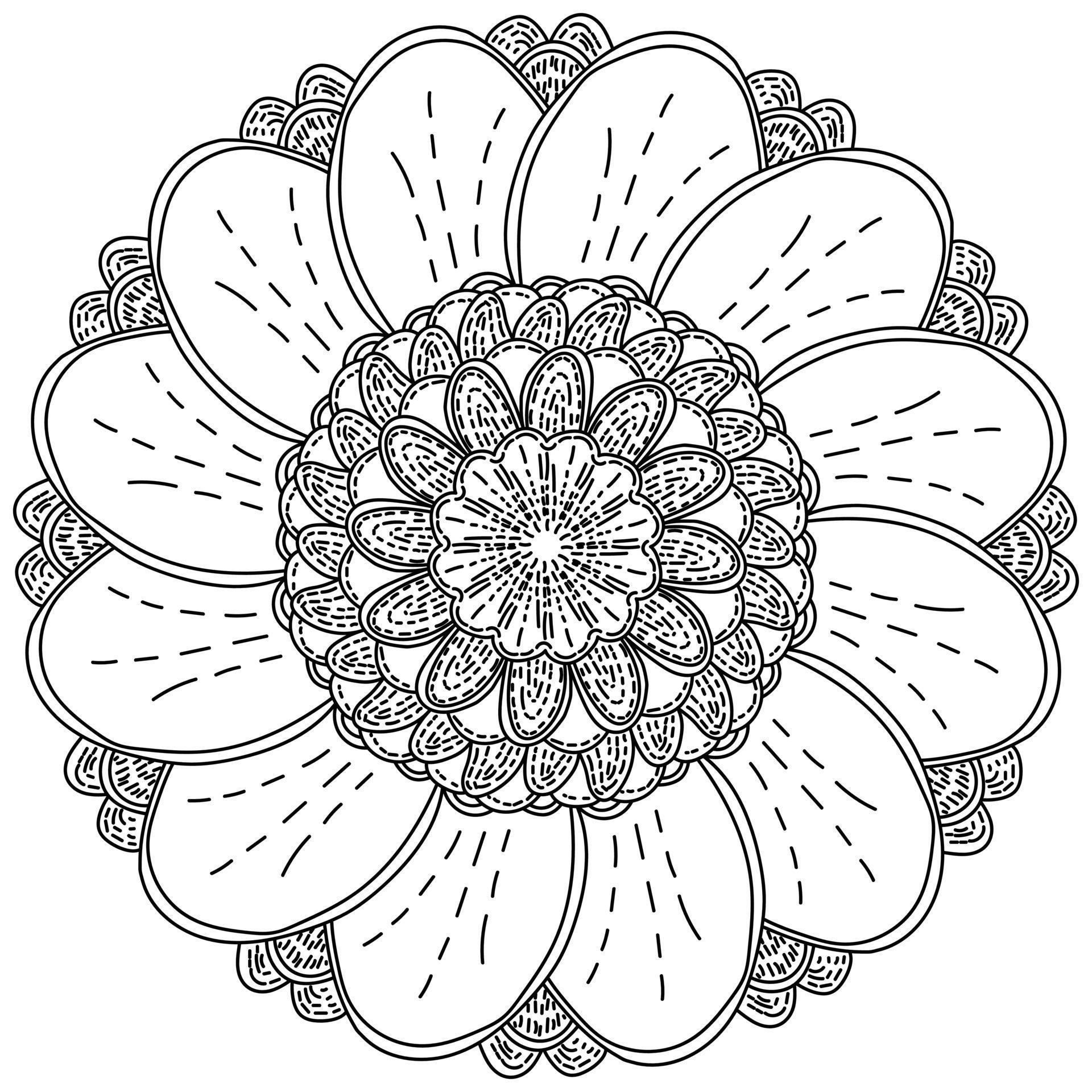 Desenho de Mandala pétalas de flores para Colorir - Colorir.com