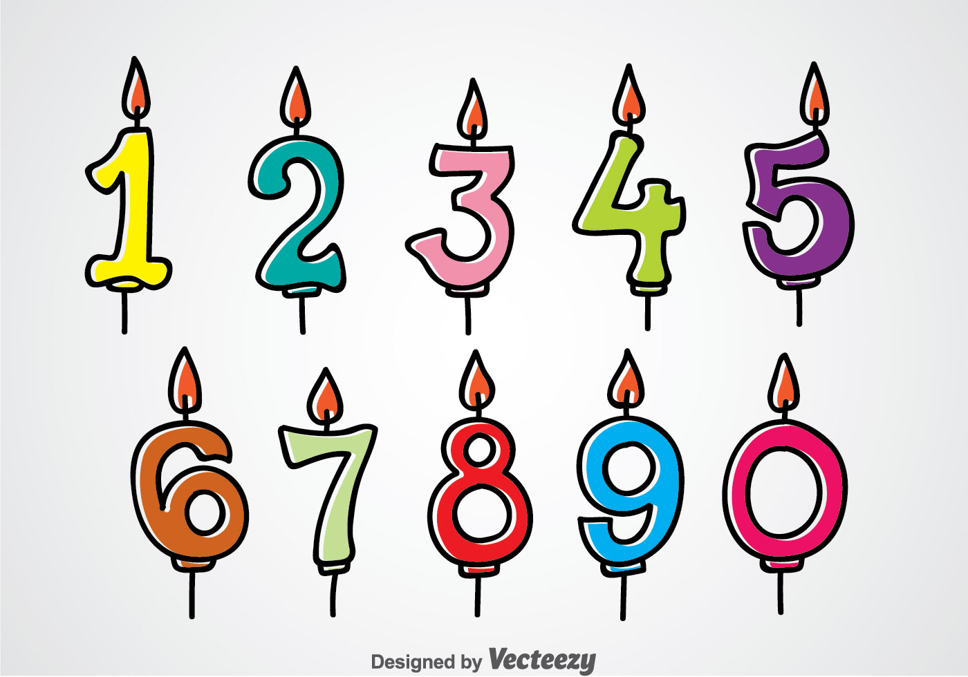 velas de aniversário com números nove e fogo. ícone colorido para  comemoração de aniversário ou festa.