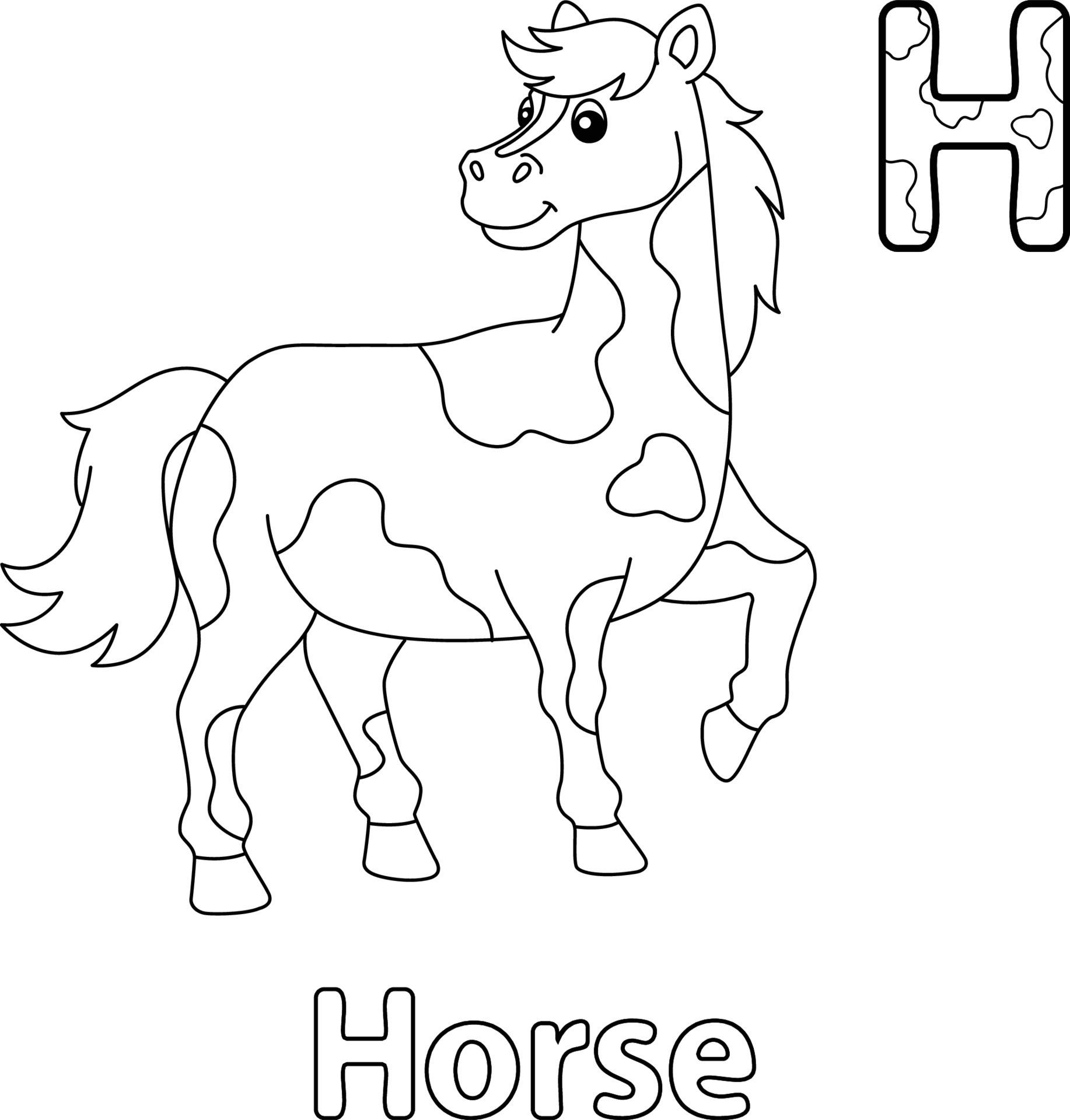 cavalo pulando alfabeto abc para colorir h 10387945 Vetor no Vecteezy