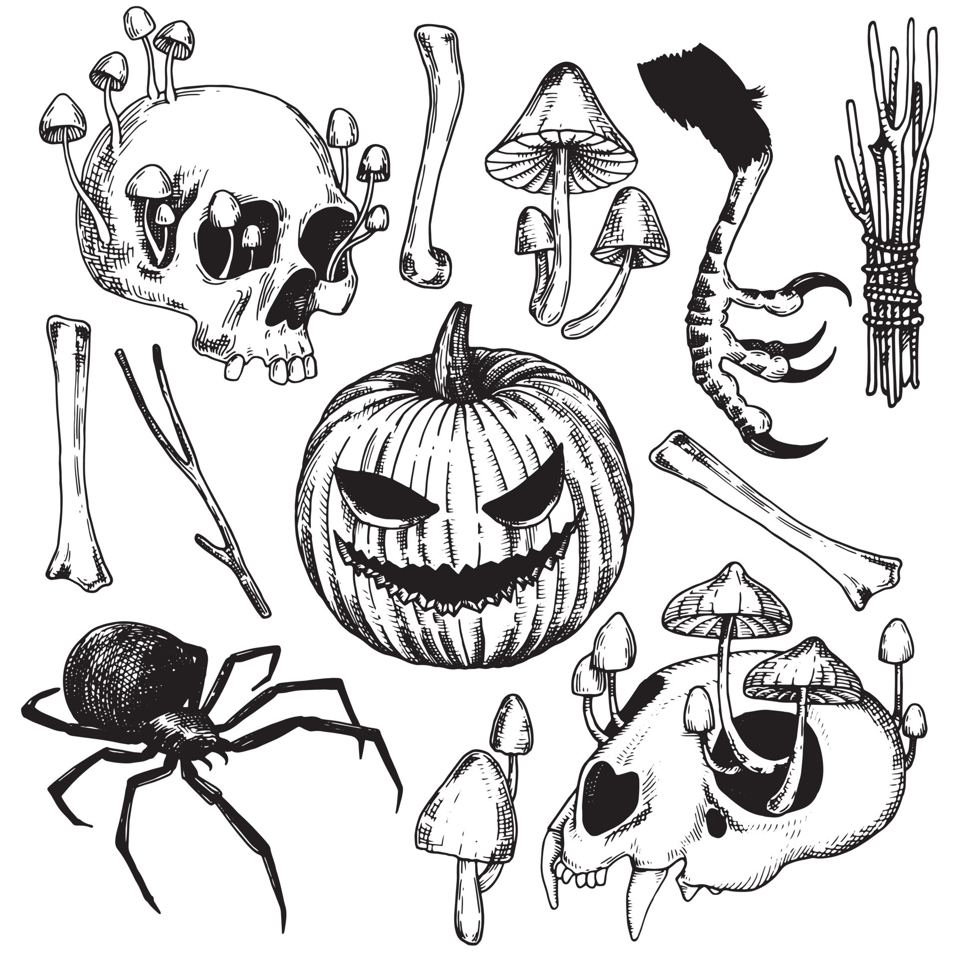 conjunto de ilustrações no estilo de doodle sobre o tema do halloween.  desenhos simples e fofos com fantasmas, abóboras e doces. fotos engraçadas  para crianças 10403146 Vetor no Vecteezy