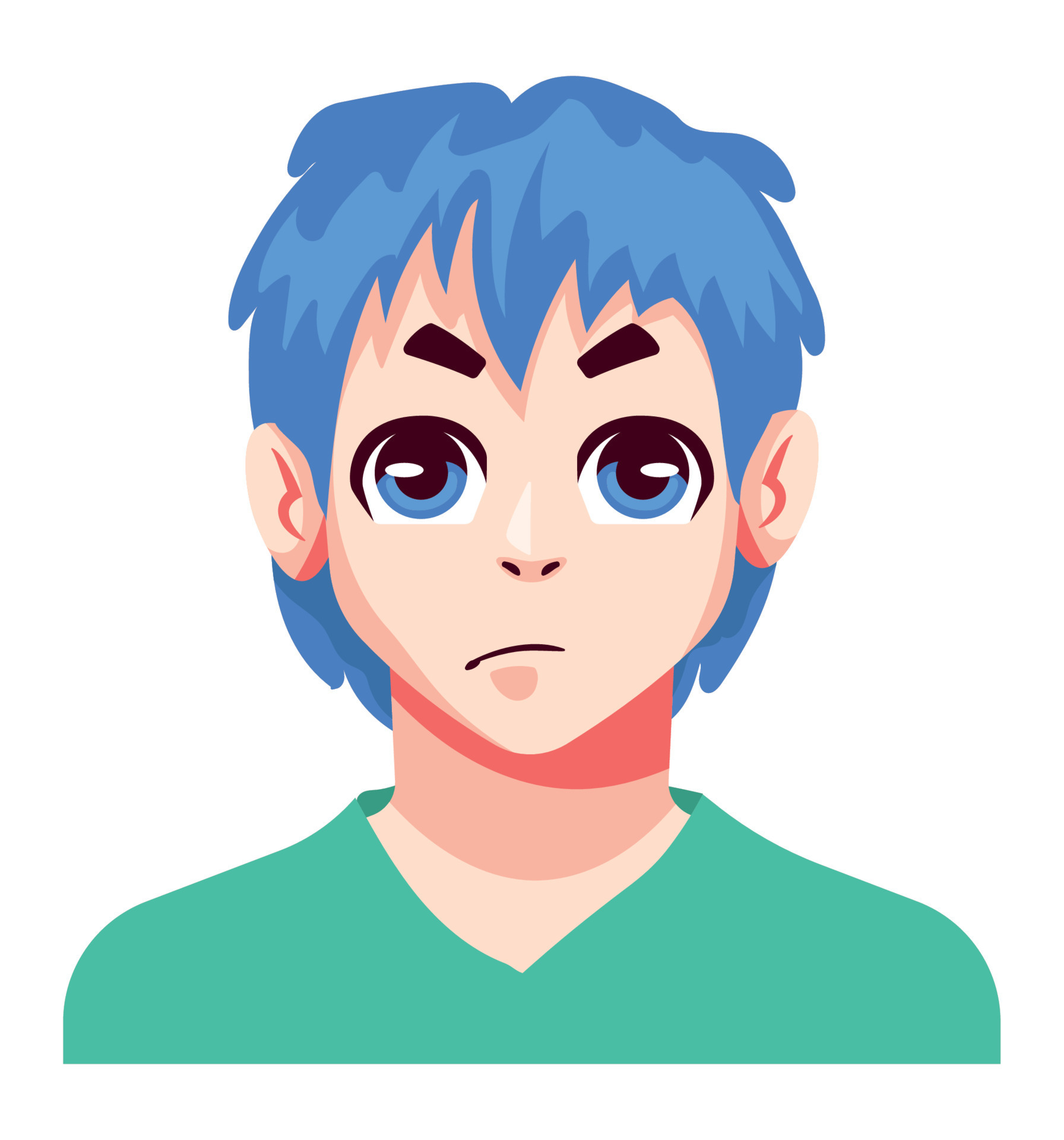 Um Adesivo De Rosto De Anime Com Cabelo Azul Vetor PNG , Design De