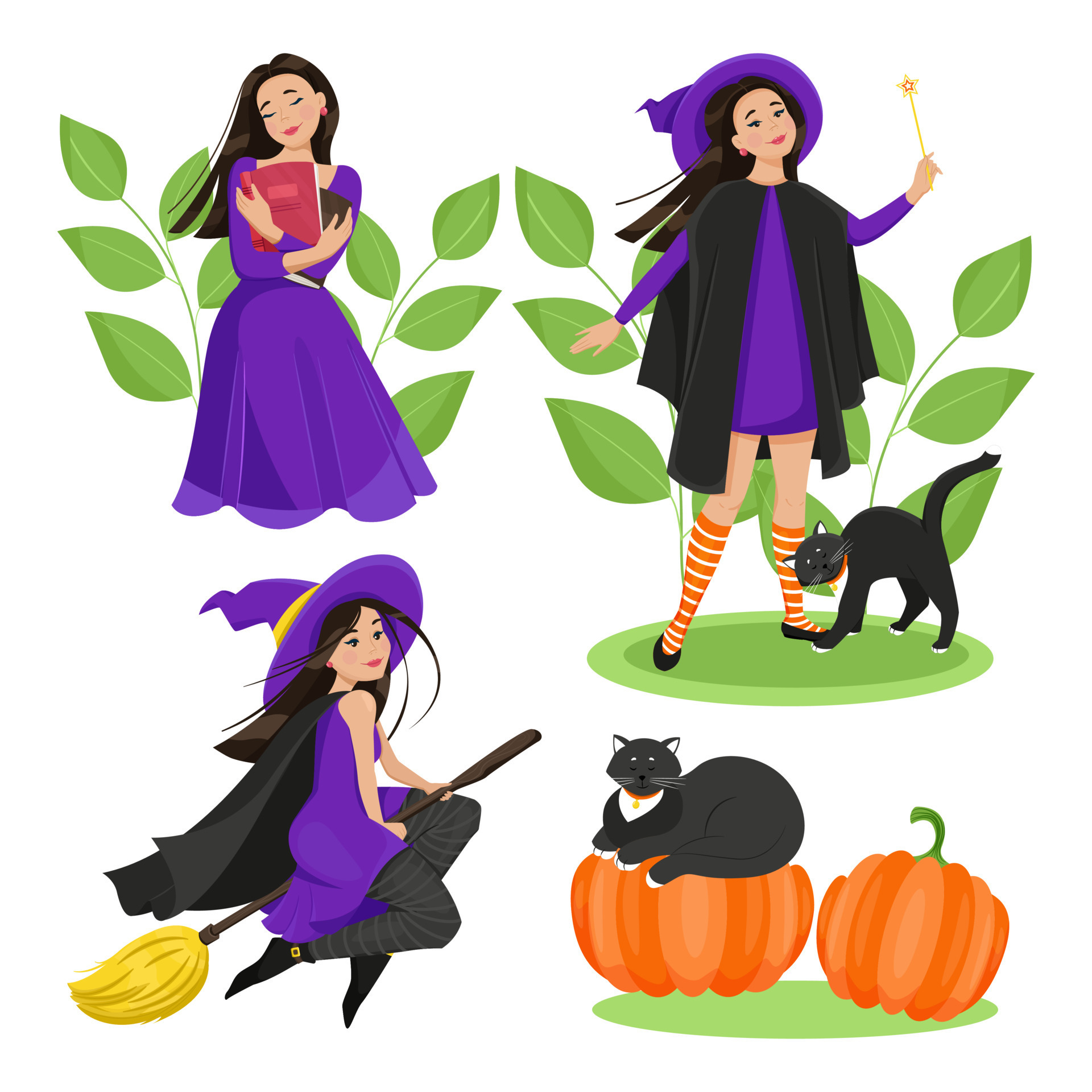 personagens femininas para o conjunto de halloween. uma bruxa