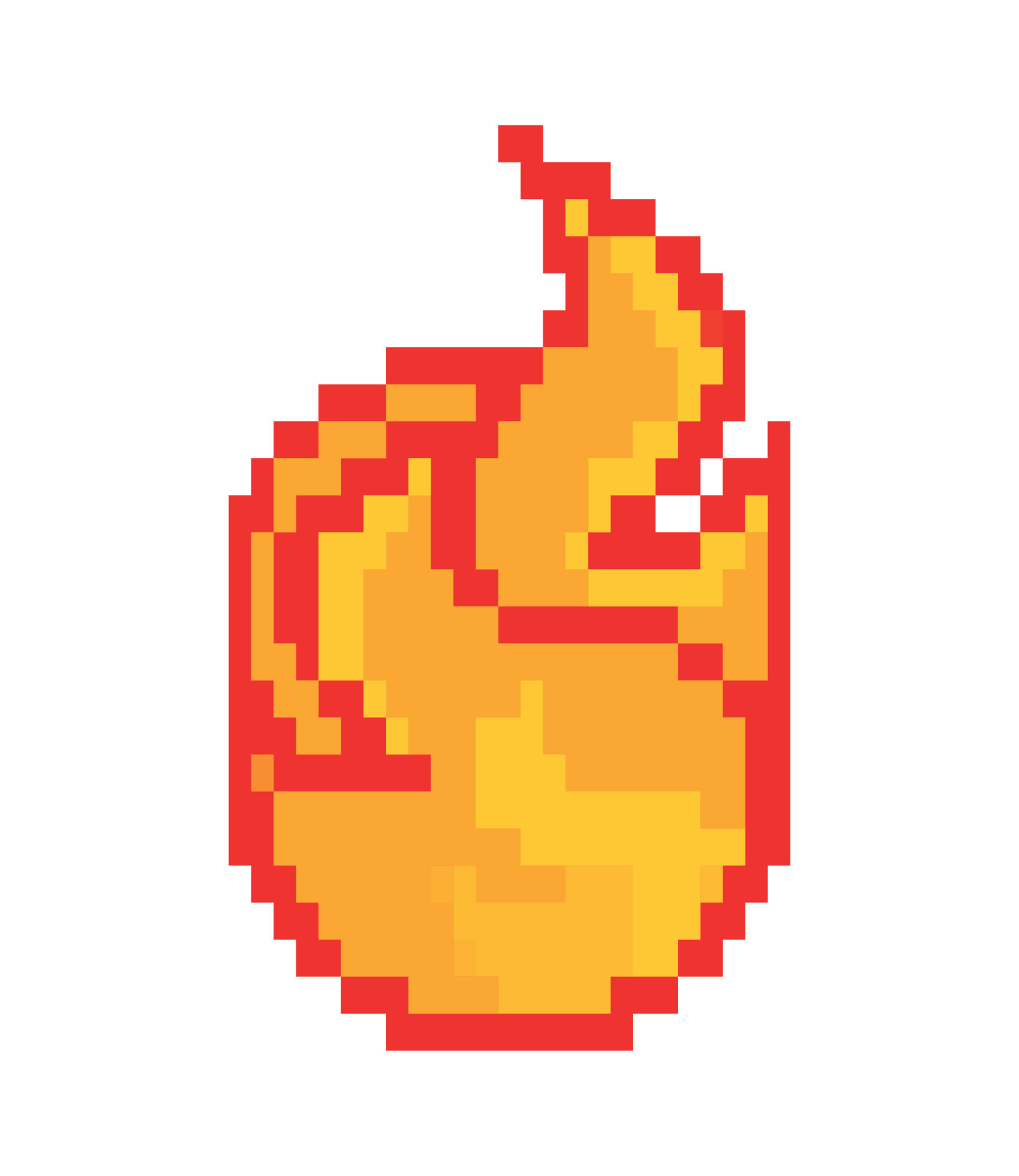 Ícone de pixel de fogo de chama onda de napalm queimando tudo ao redor do  fogo com núcleo amarelo brilhante vermelho