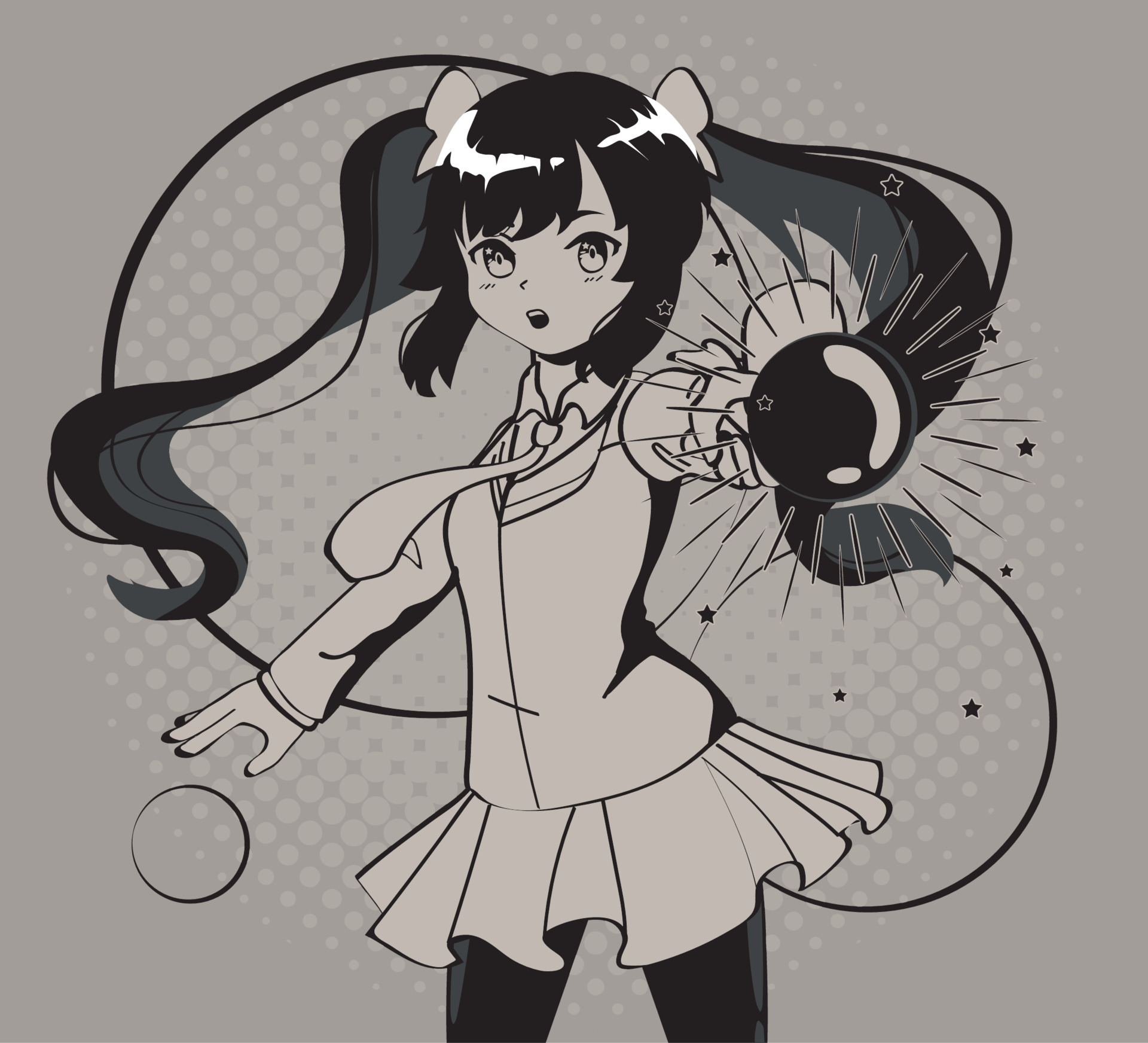 Garota de orelha de coelho kawaii com arte de anime de girassol