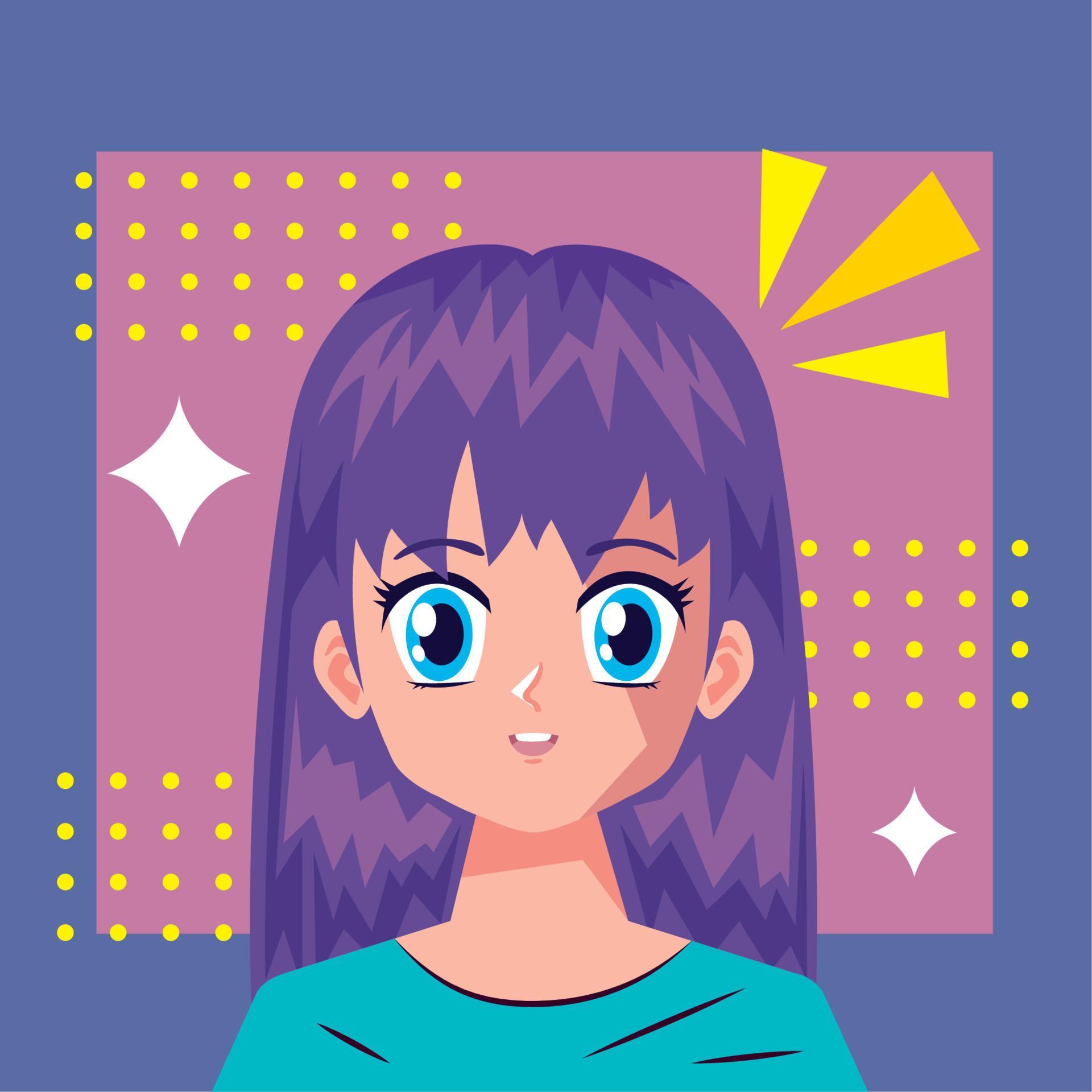 Baixe Ilustração de personagem de anime de cabelo roxo PNG