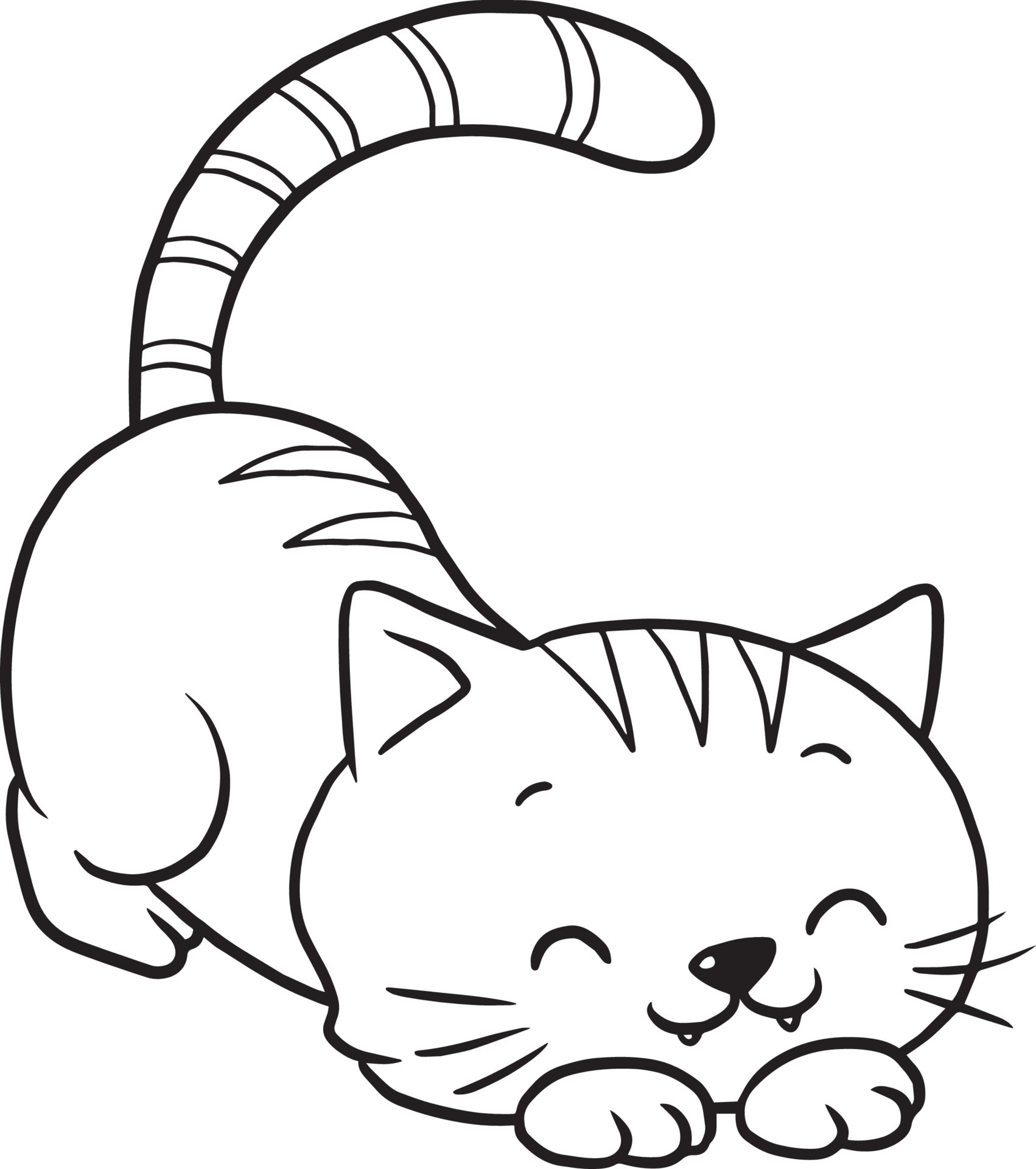 Desenho De Gato Animal Animado Doodle Kawaii Anime Página Para