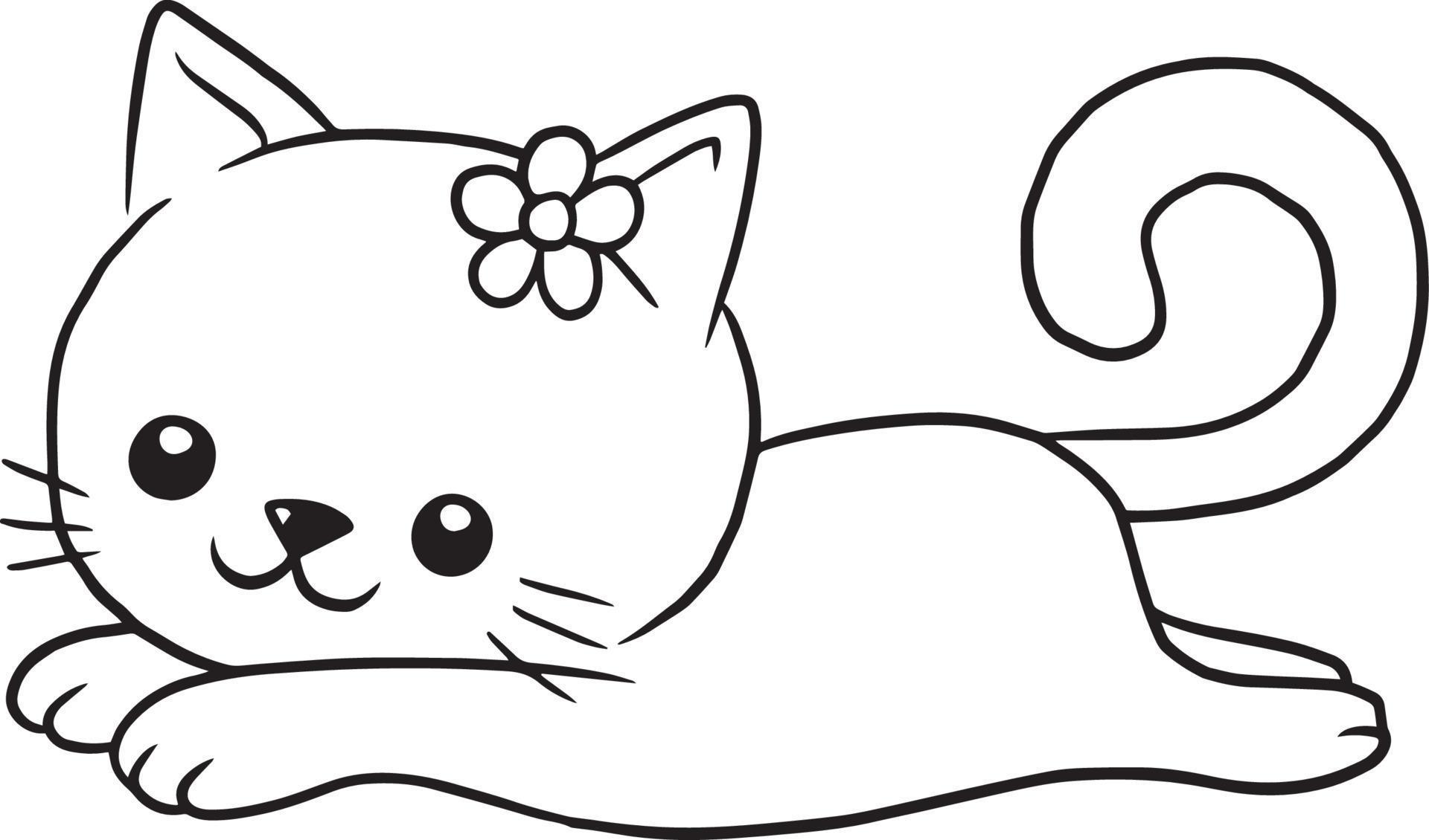 desenho de gato desenho animado kawaii anime bonito para colorir 10504554  Vetor no Vecteezy