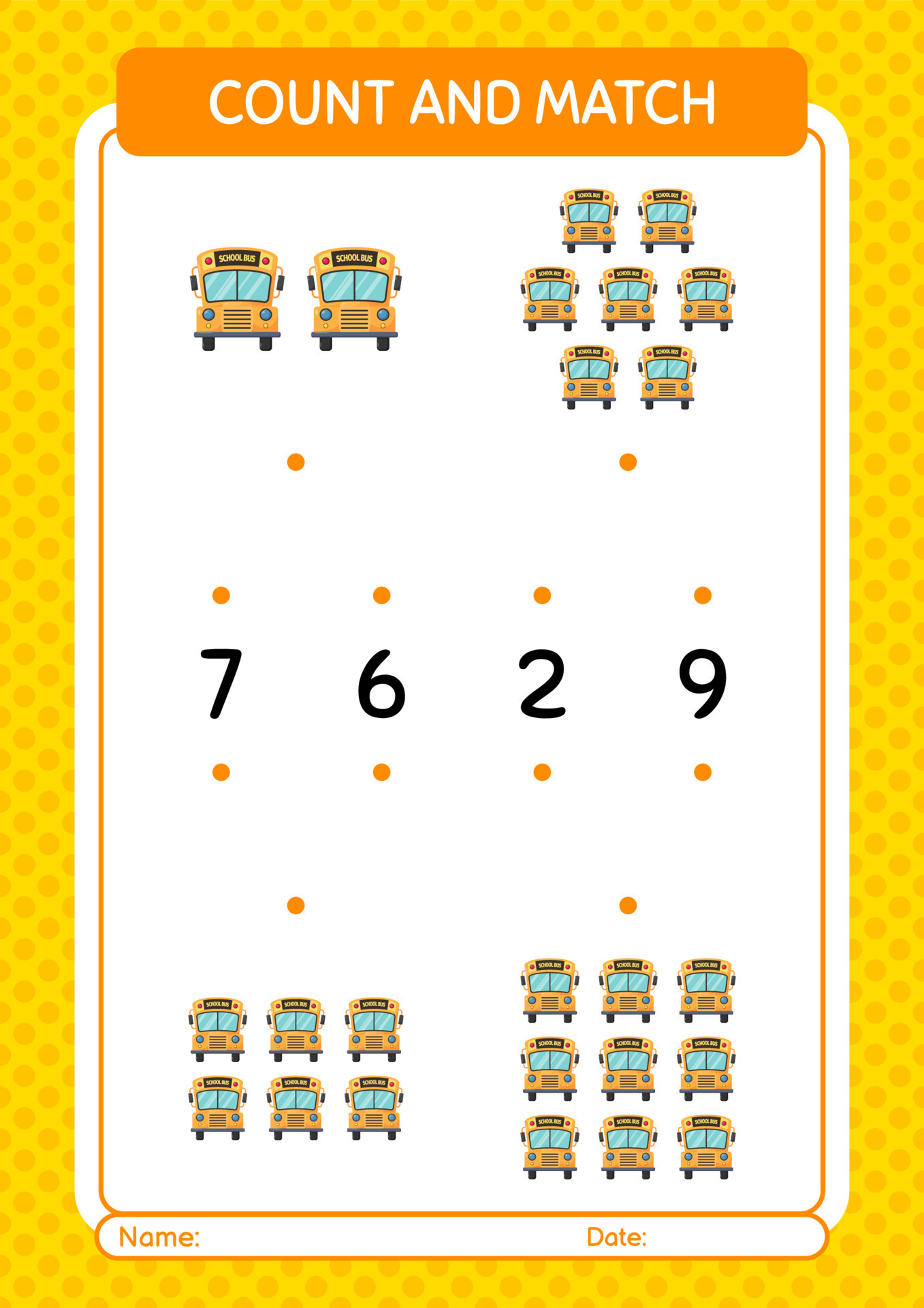 Quantos jogos de contagem com planilha de ônibus escolar para crianças  pré-escolares folha de atividades para crianças